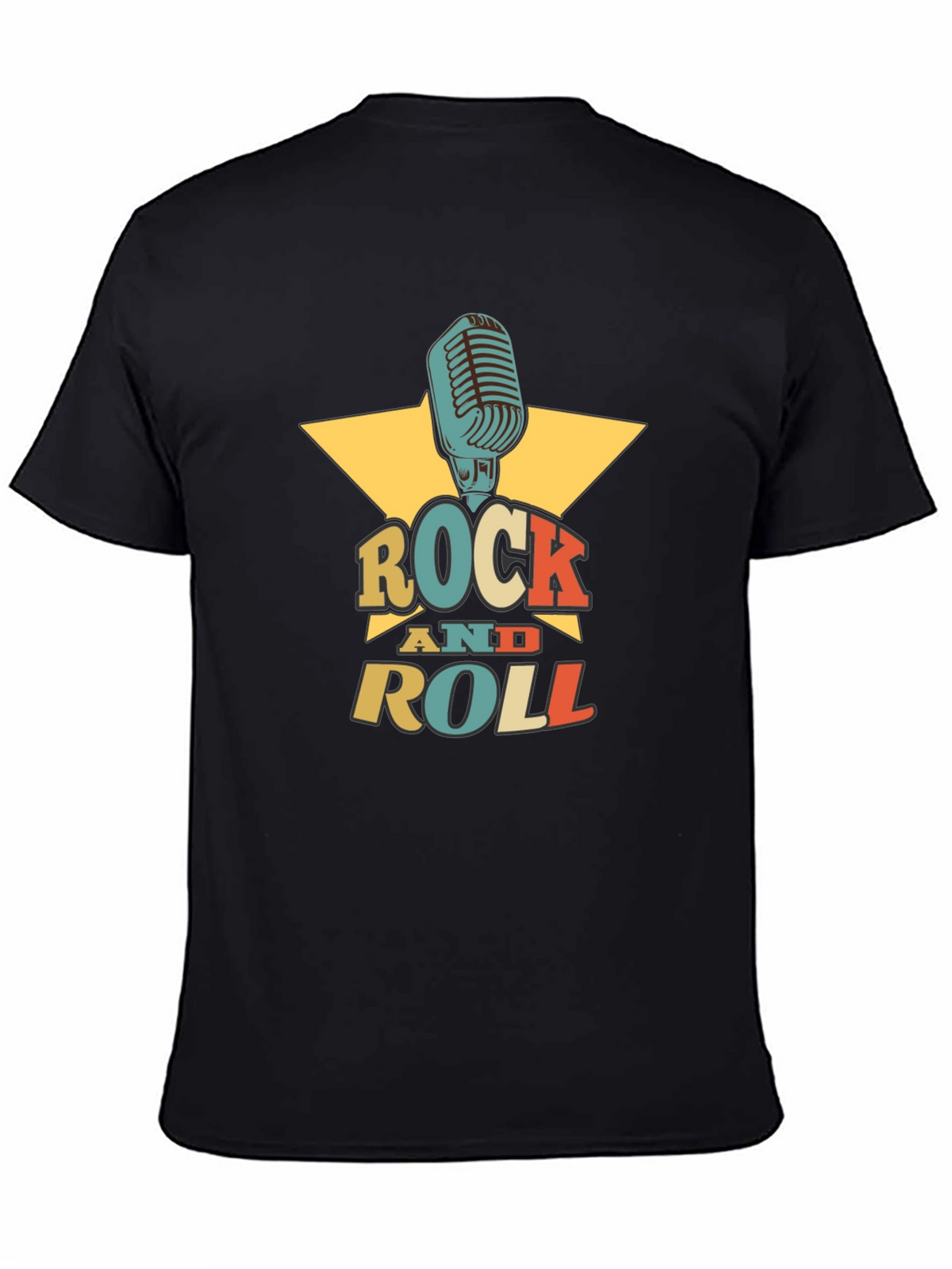 Rock and Roll Graphic Tee - Retro Microphone Design