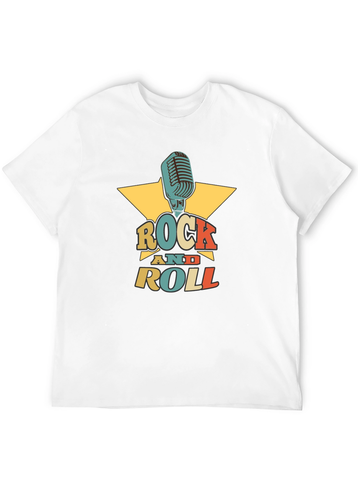 Rock and Roll Graphic Tee - Retro Microphone Design