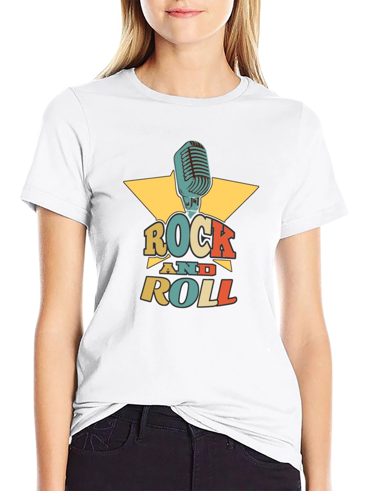 Rock and Roll Graphic Tee - Retro Microphone Design