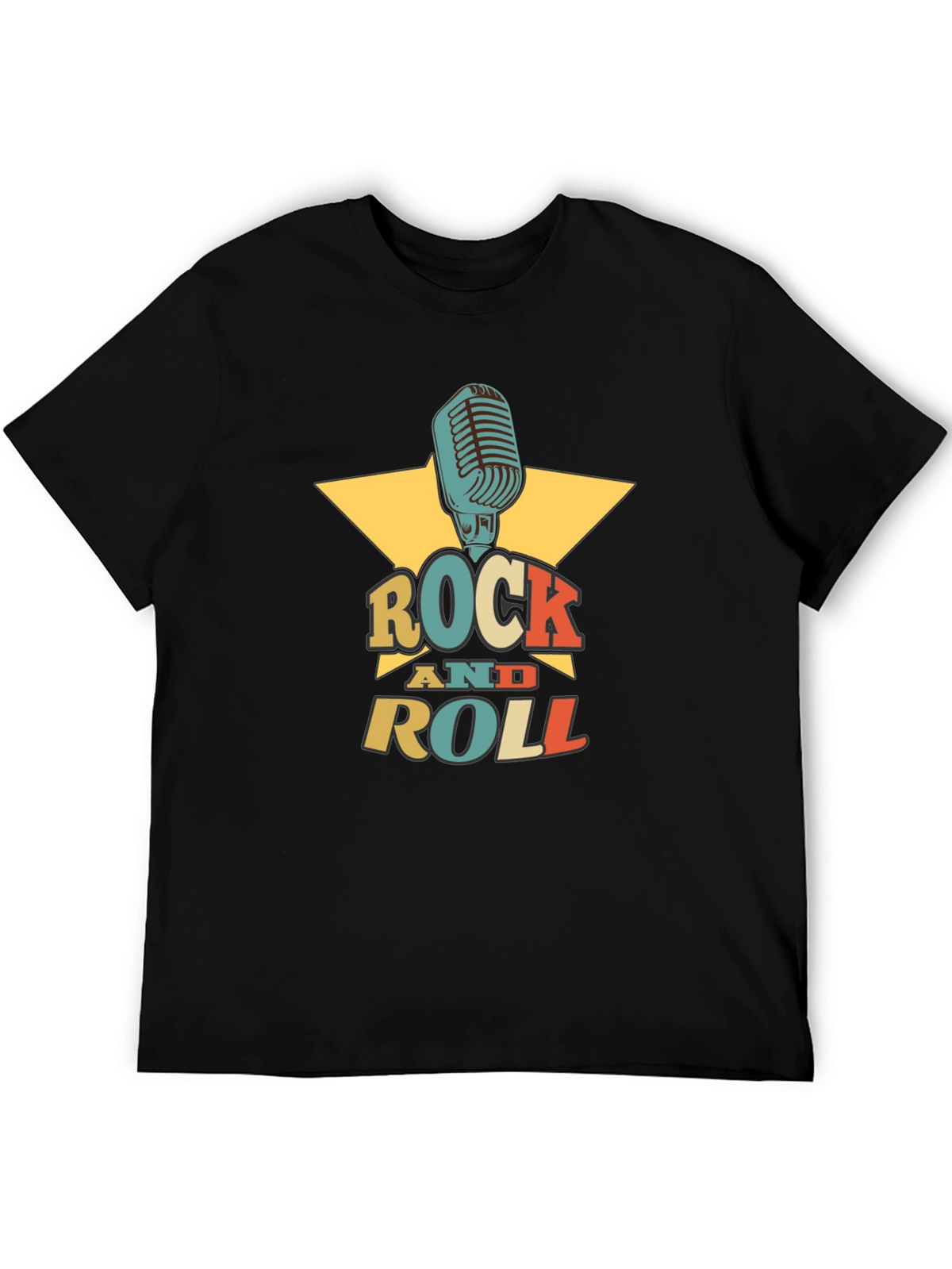 Rock and Roll Graphic Tee - Retro Microphone Design