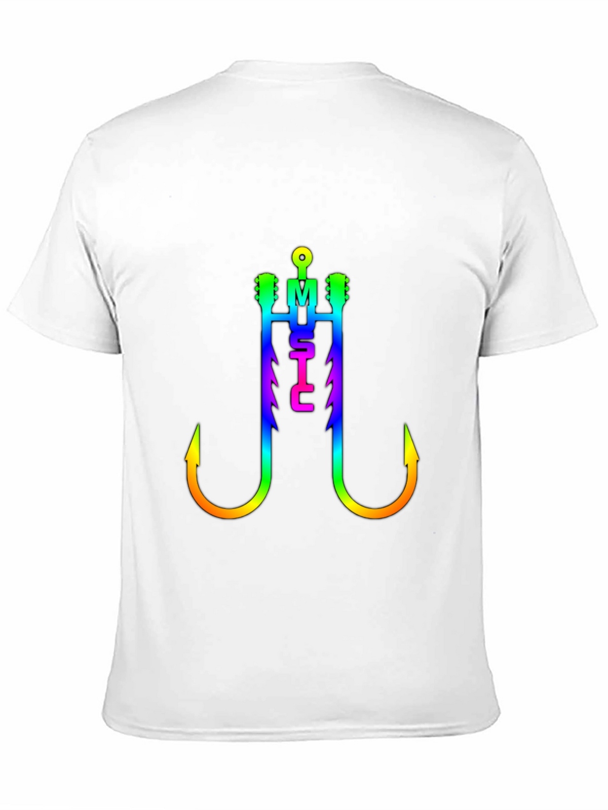 Music Fishing Hook T-Shirt - Rainbow Graphic Tee