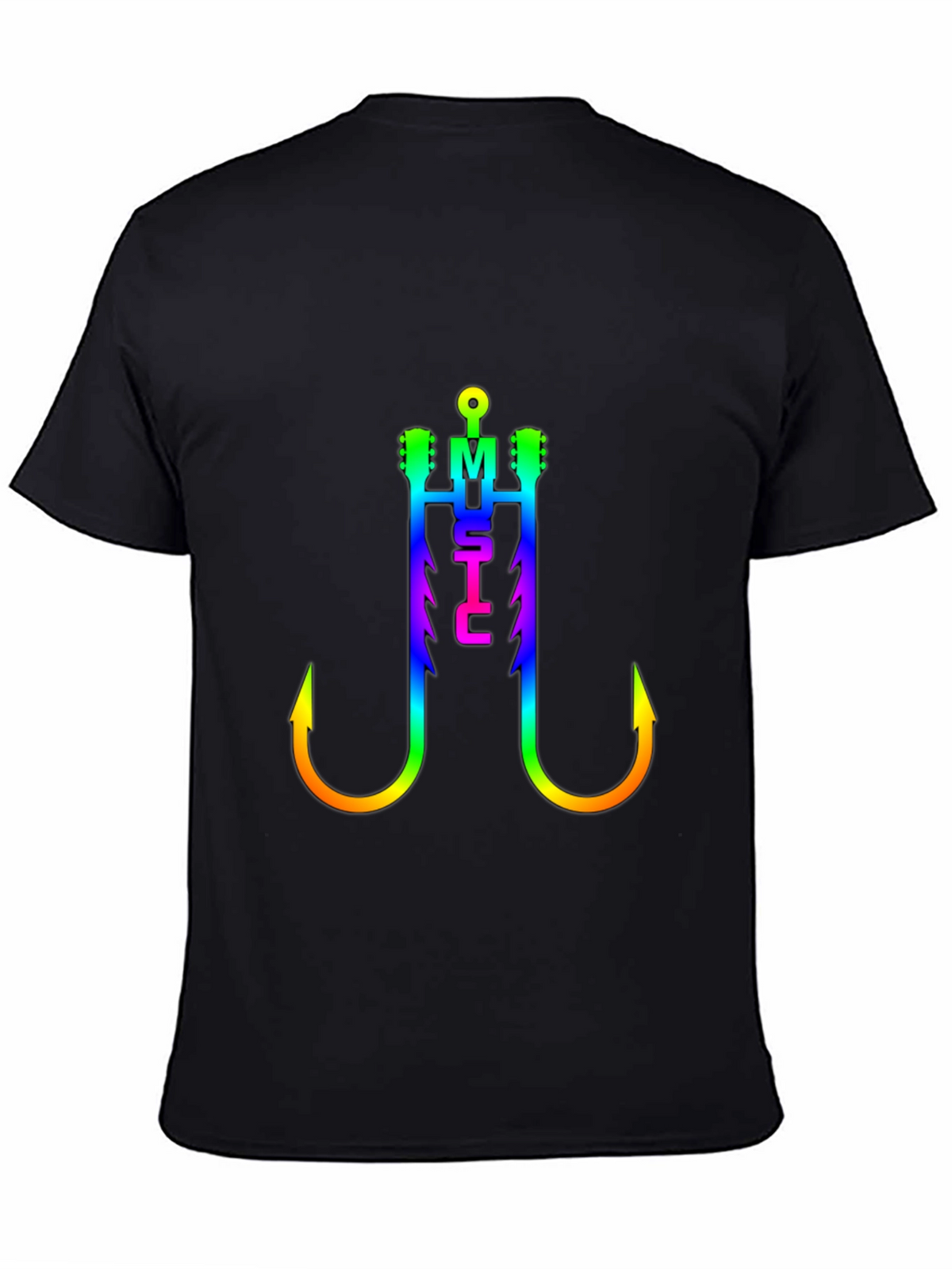 Music Fishing Hook T-Shirt - Rainbow Graphic Tee