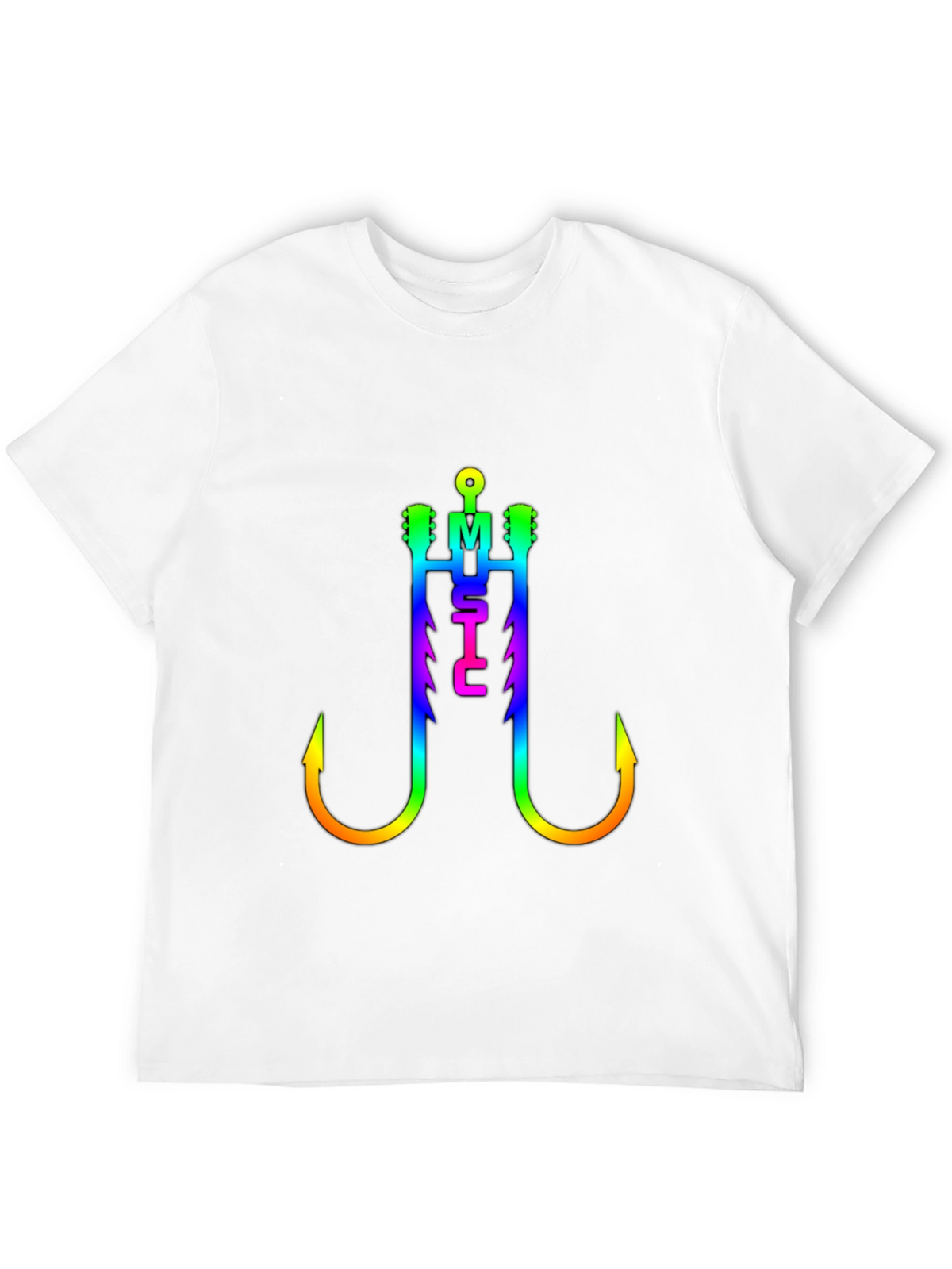 Music Fishing Hook T-Shirt - Rainbow Graphic Tee