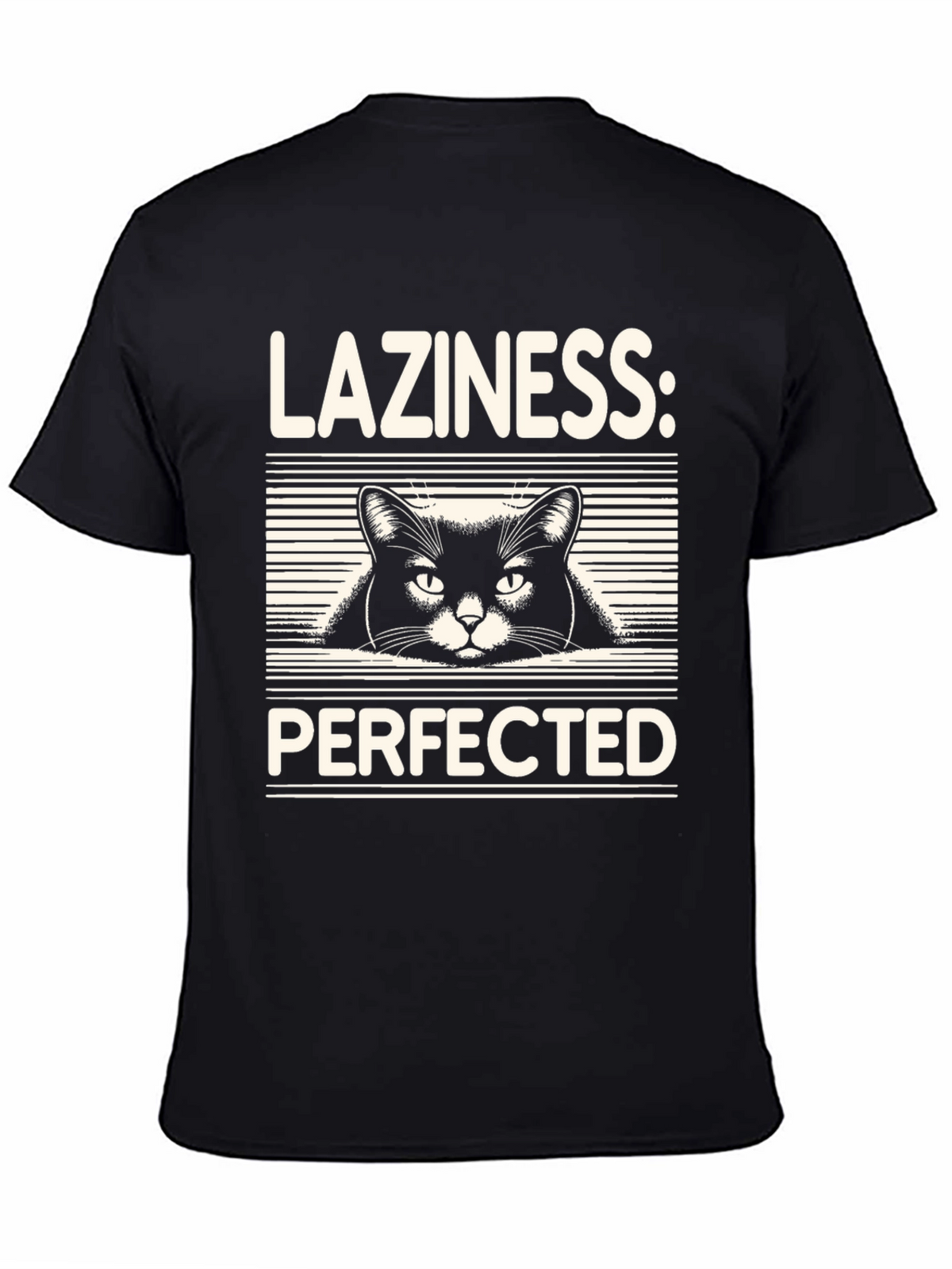 Laziness Perfected Cat Graphic Tee - Black