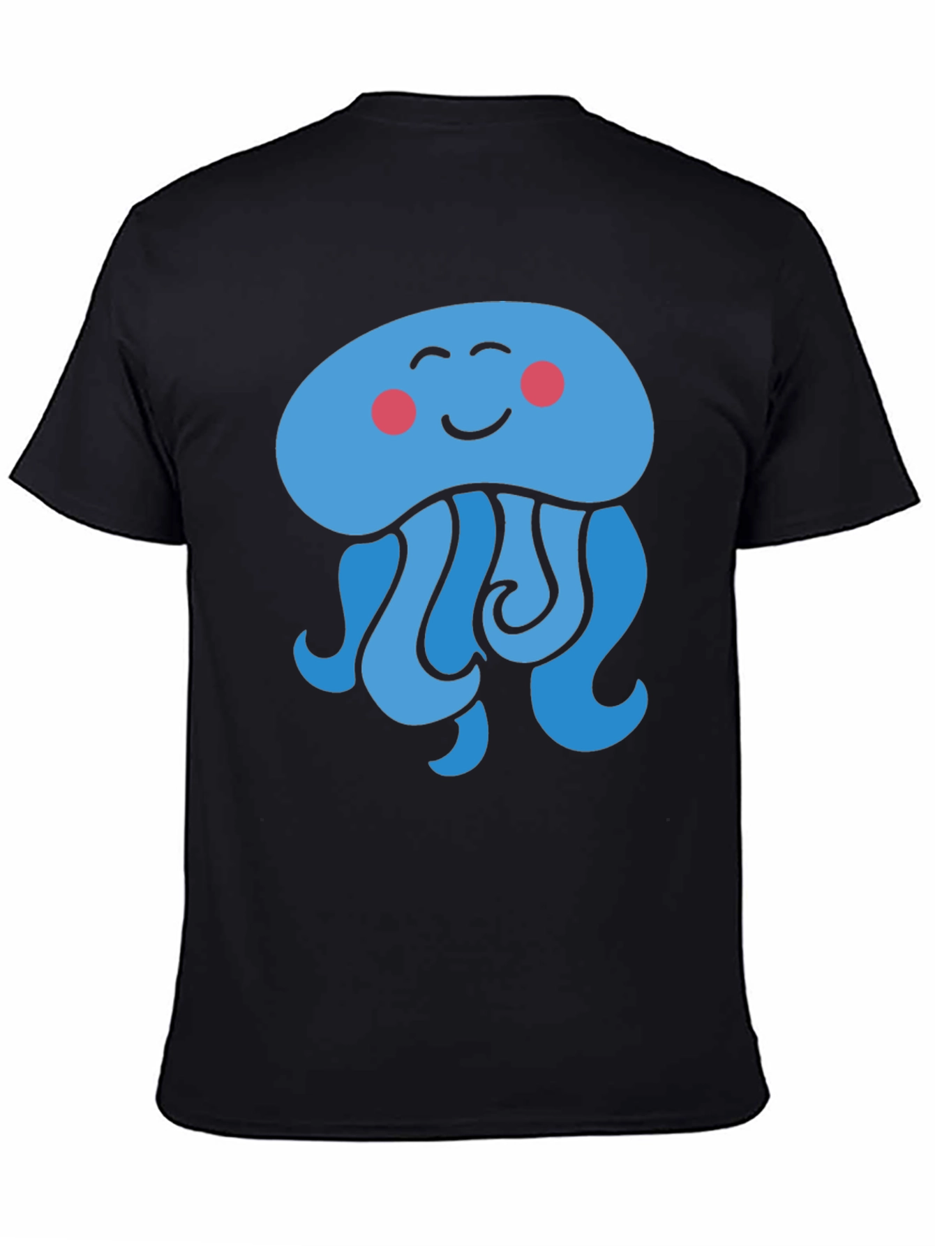 Cute Cartoon Jellyfish Graphic Tee - Black