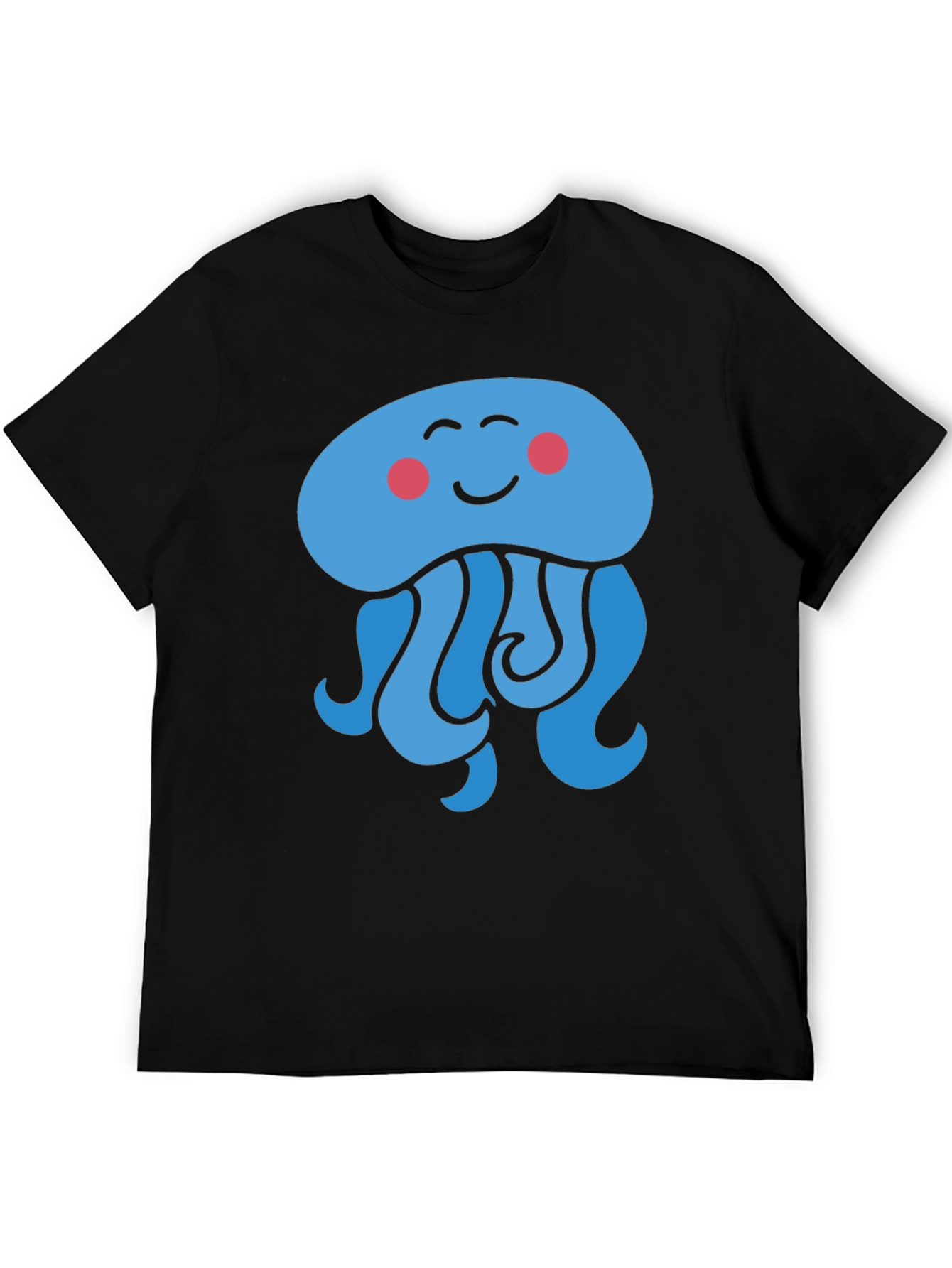 Cute Cartoon Jellyfish Graphic Tee - Black