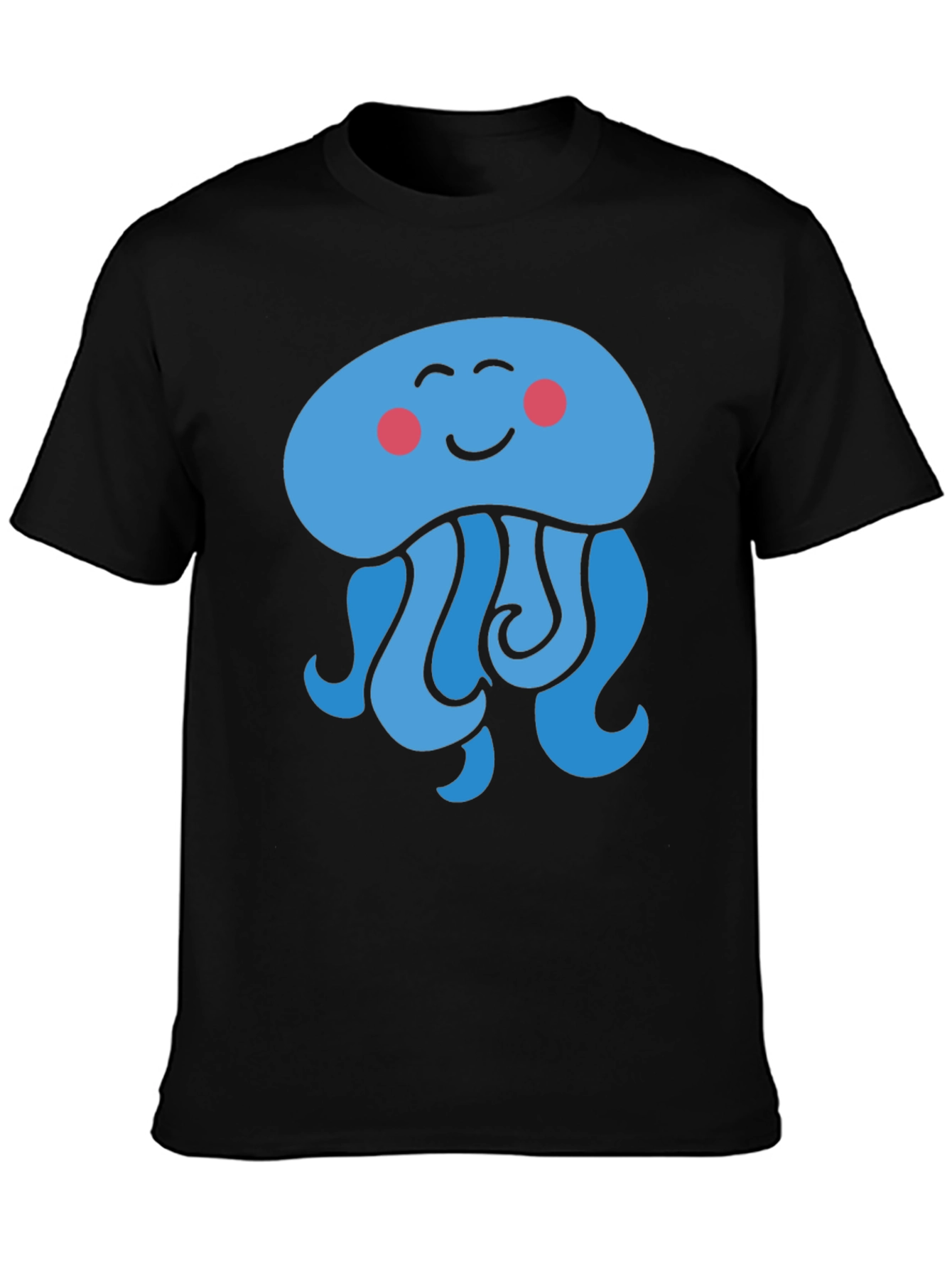 Cute Cartoon Jellyfish Graphic Tee - Black