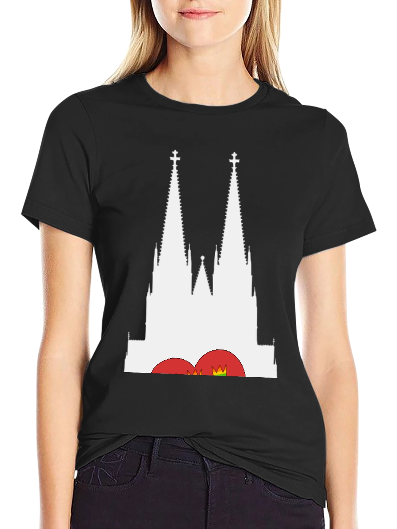 Cologne Cathedral Graphic Tee - Black Cotton T-Shirt