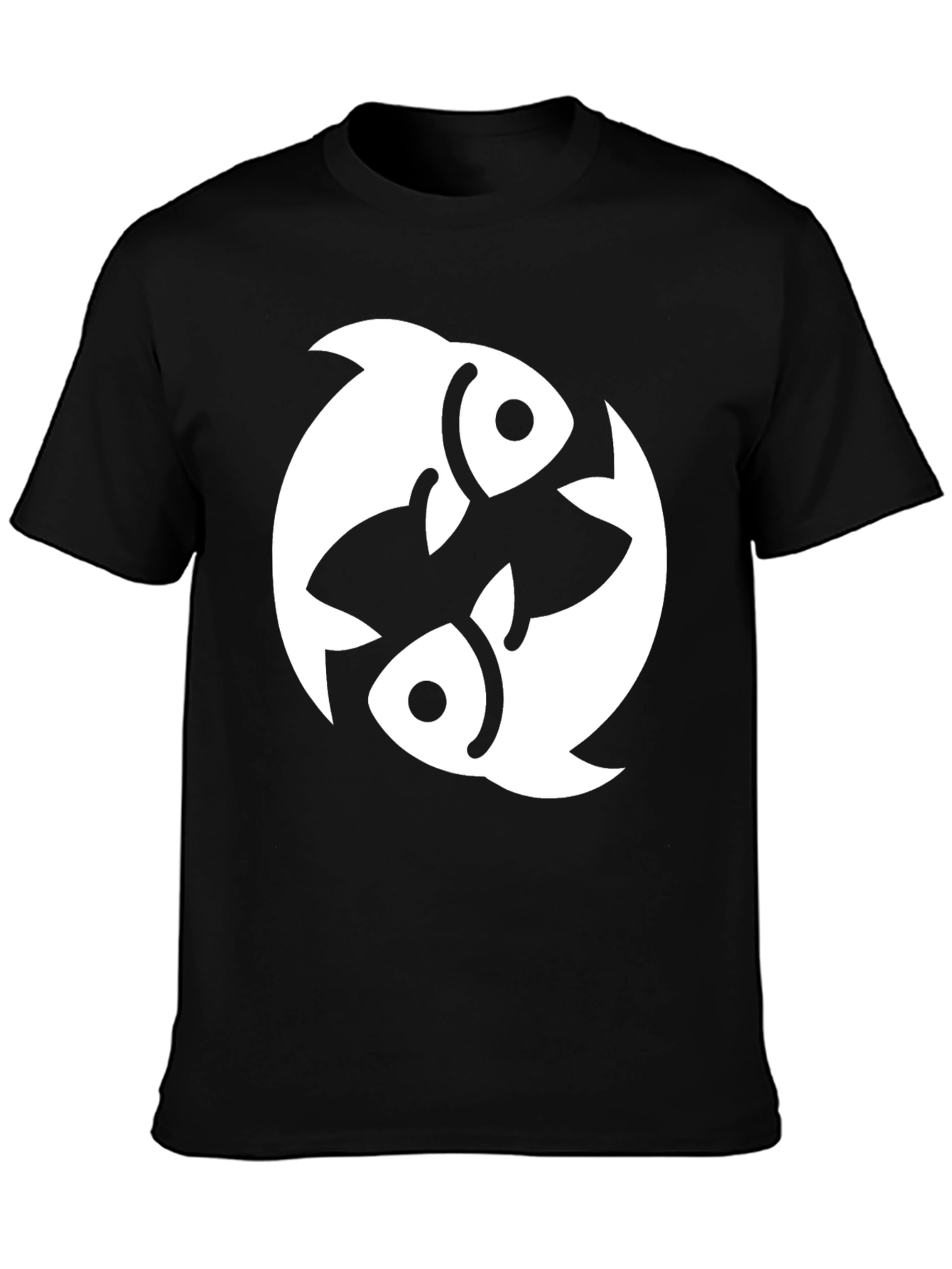 Pisces Zodiac Graphic Tee - Black Cotton Blend