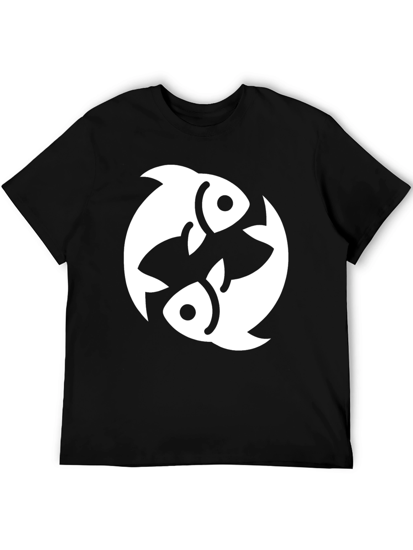 Pisces Zodiac Graphic Tee - Black Cotton Blend
