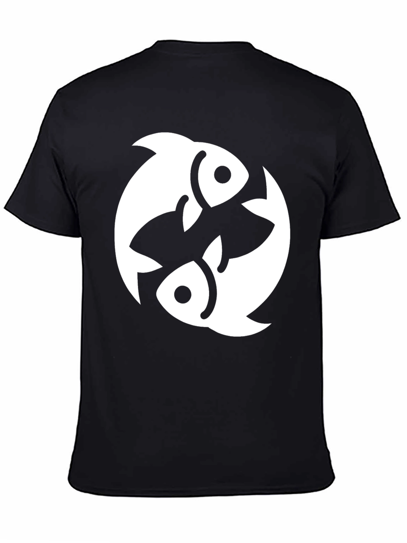 Pisces Zodiac Graphic Tee - Black Cotton Blend