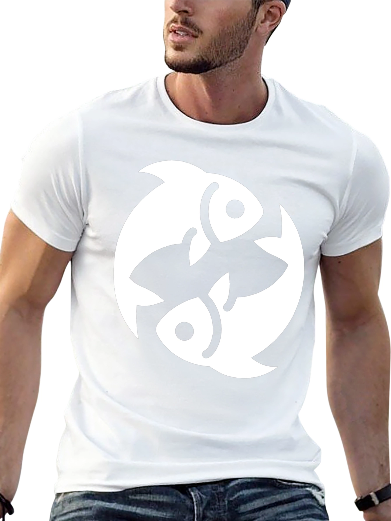 Pisces Zodiac Graphic Tee - Black Cotton Blend