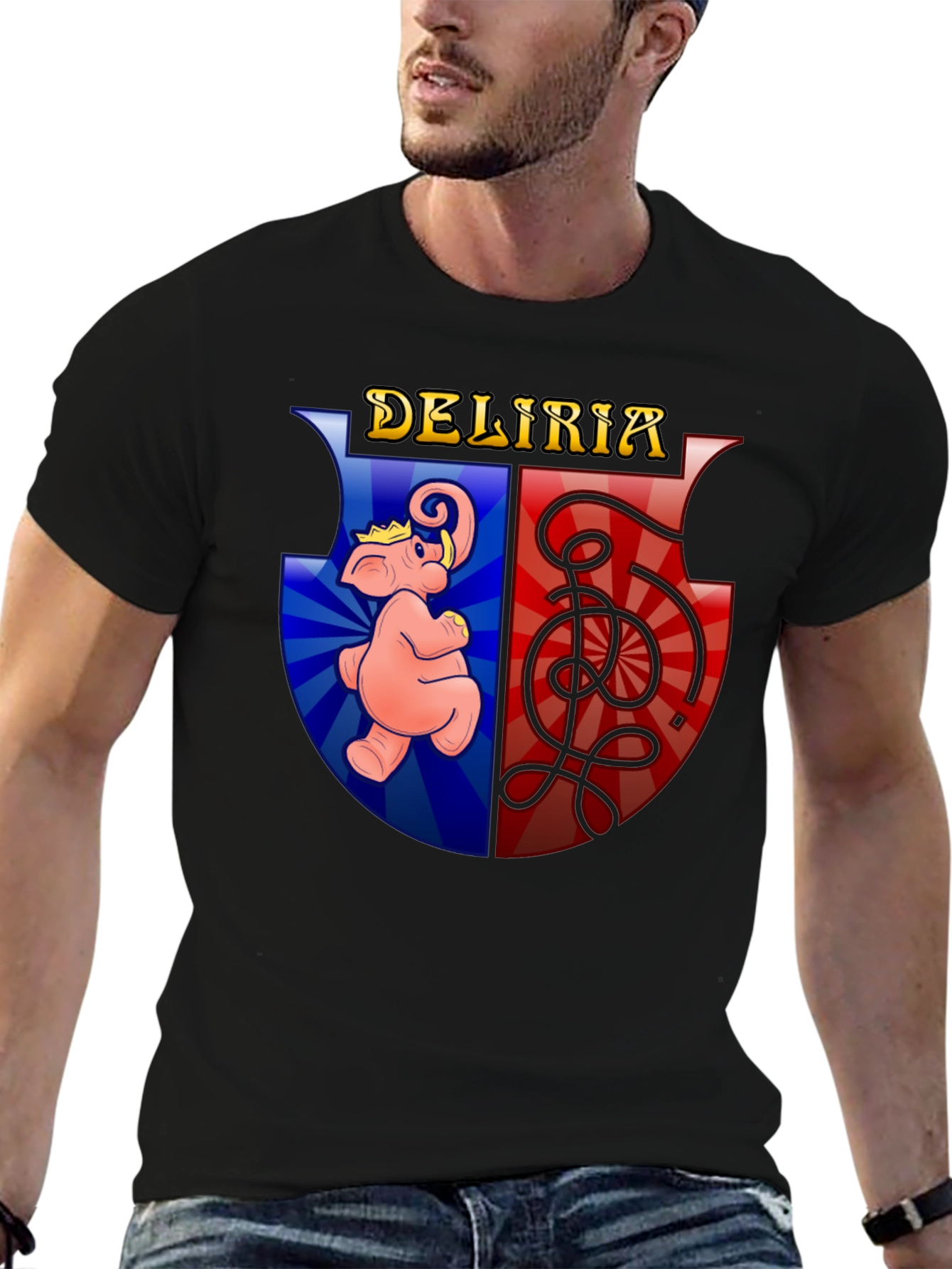 Deliria T-Shirt: Unique Graphic Print Black Tee