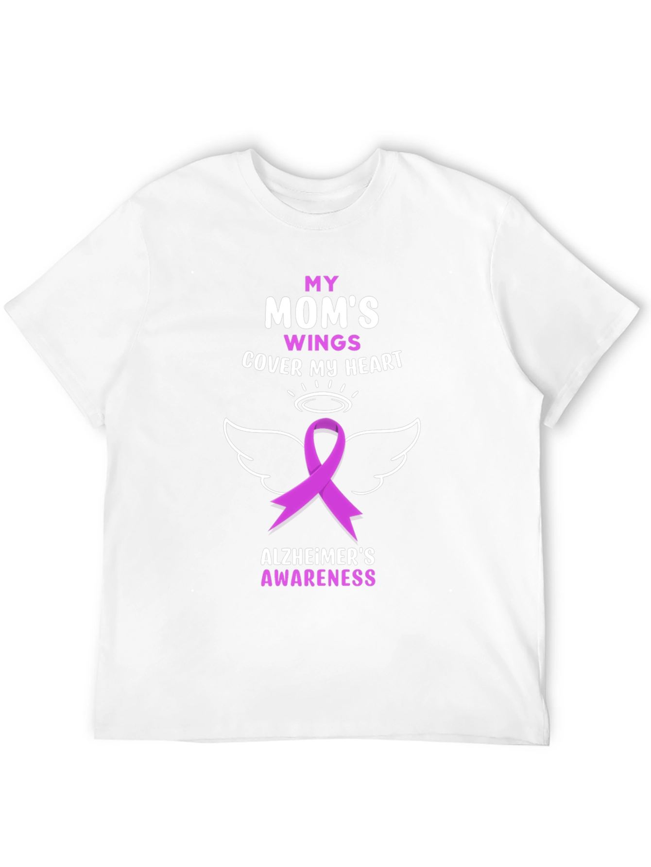 Alzheimers Awareness T-Shirt: Moms Wings Cover My Heart
