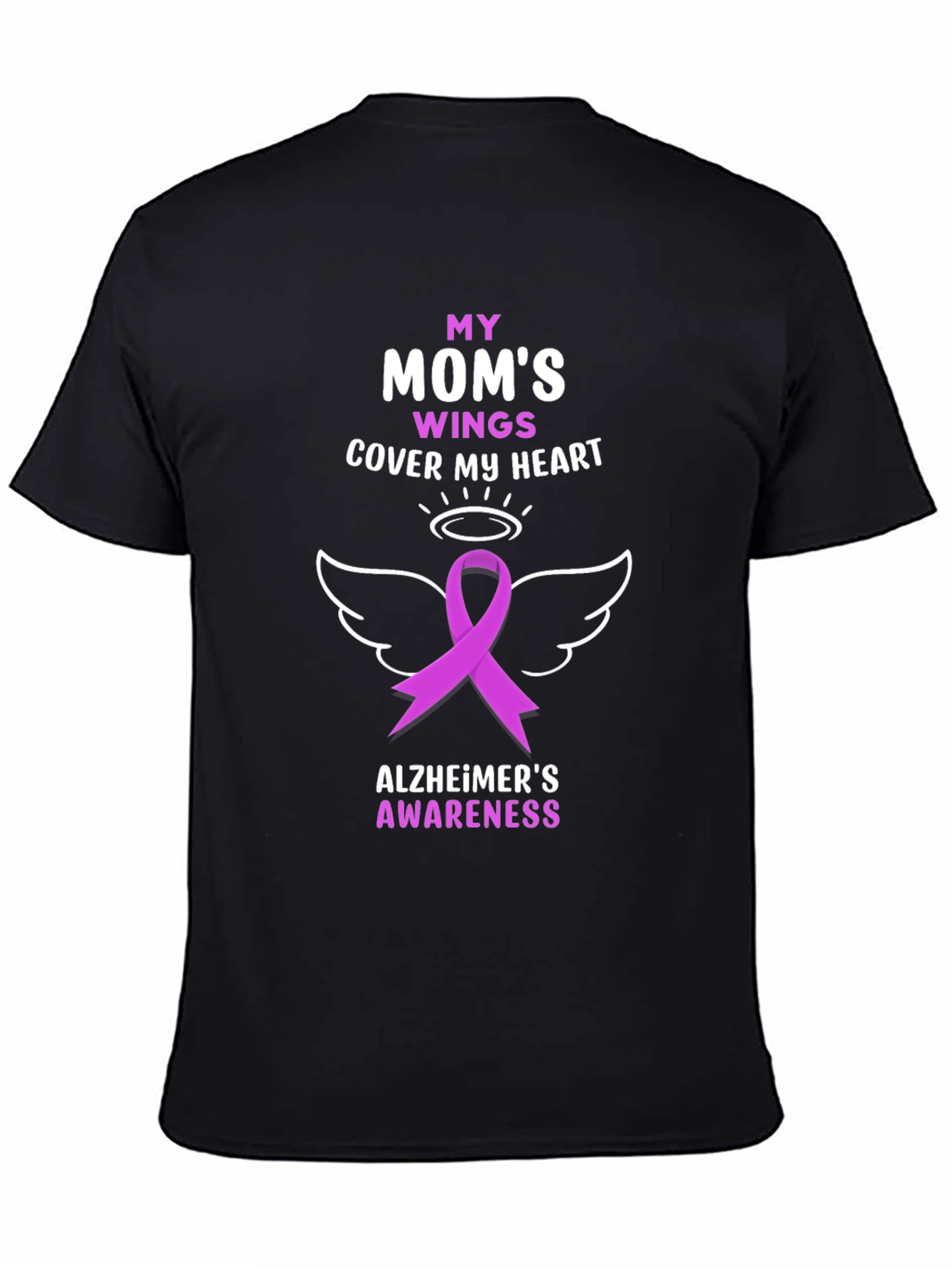 Alzheimers Awareness T-Shirt: Moms Wings Cover My Heart