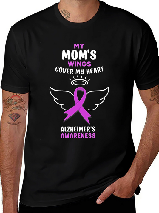 Alzheimers Awareness T-Shirt: Moms Wings Cover My Heart