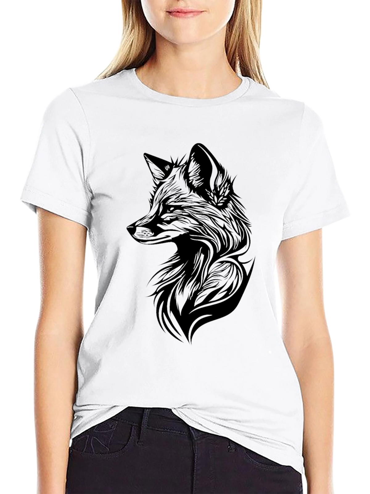 Fox Graphic Print Black T-Shirt