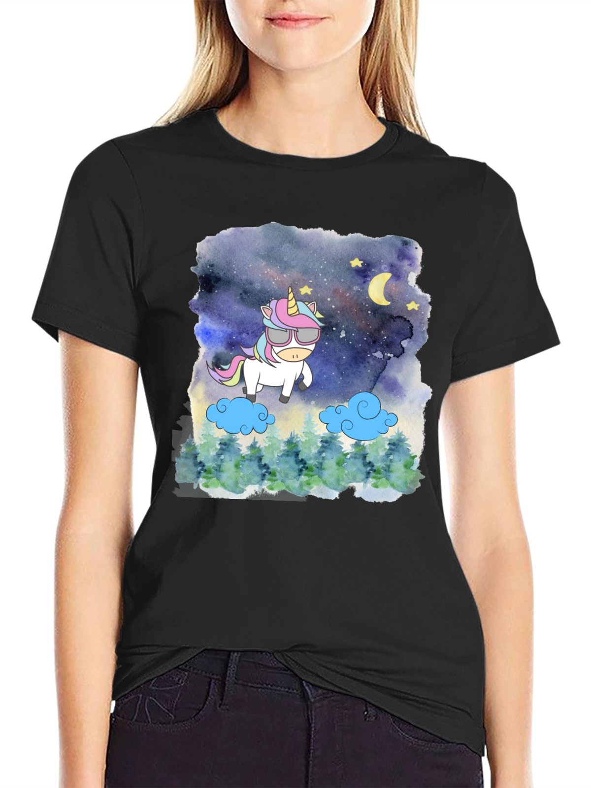 Unicorn Night Sky Graphic Tee