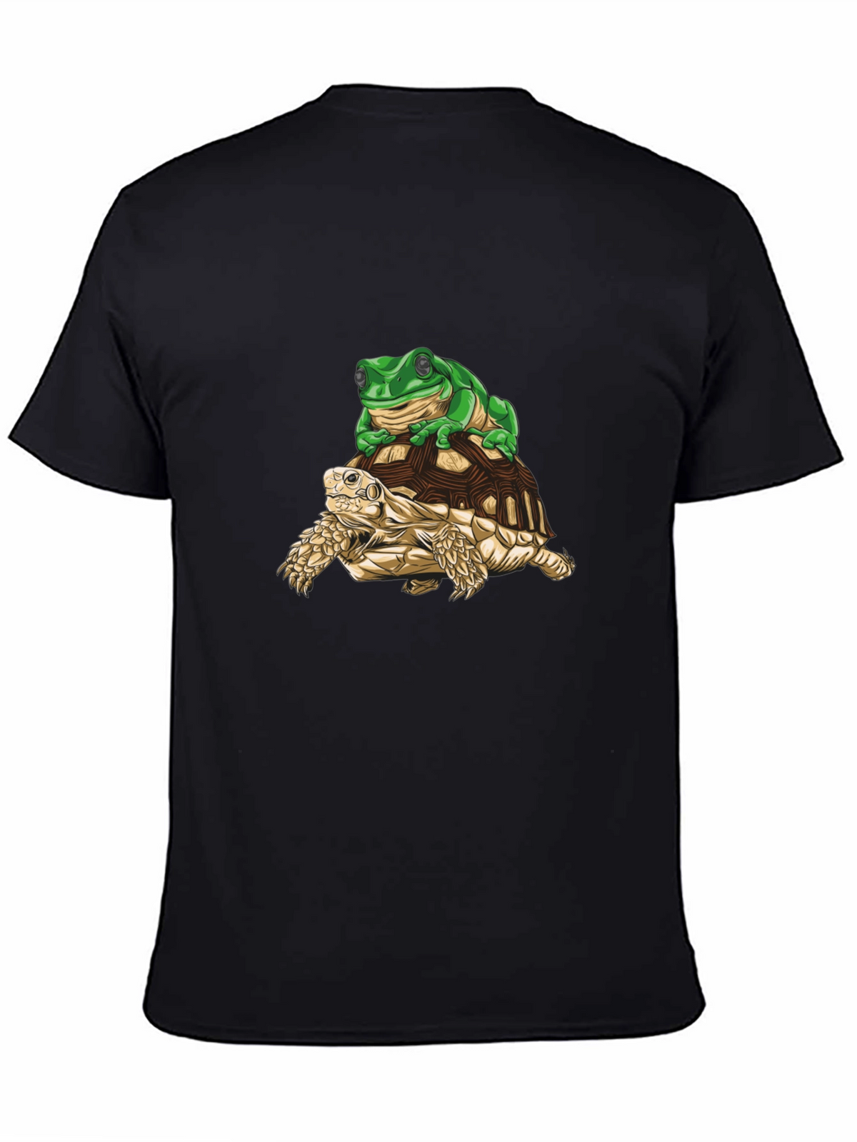 Frog Riding Turtle Graphic Tee - Black