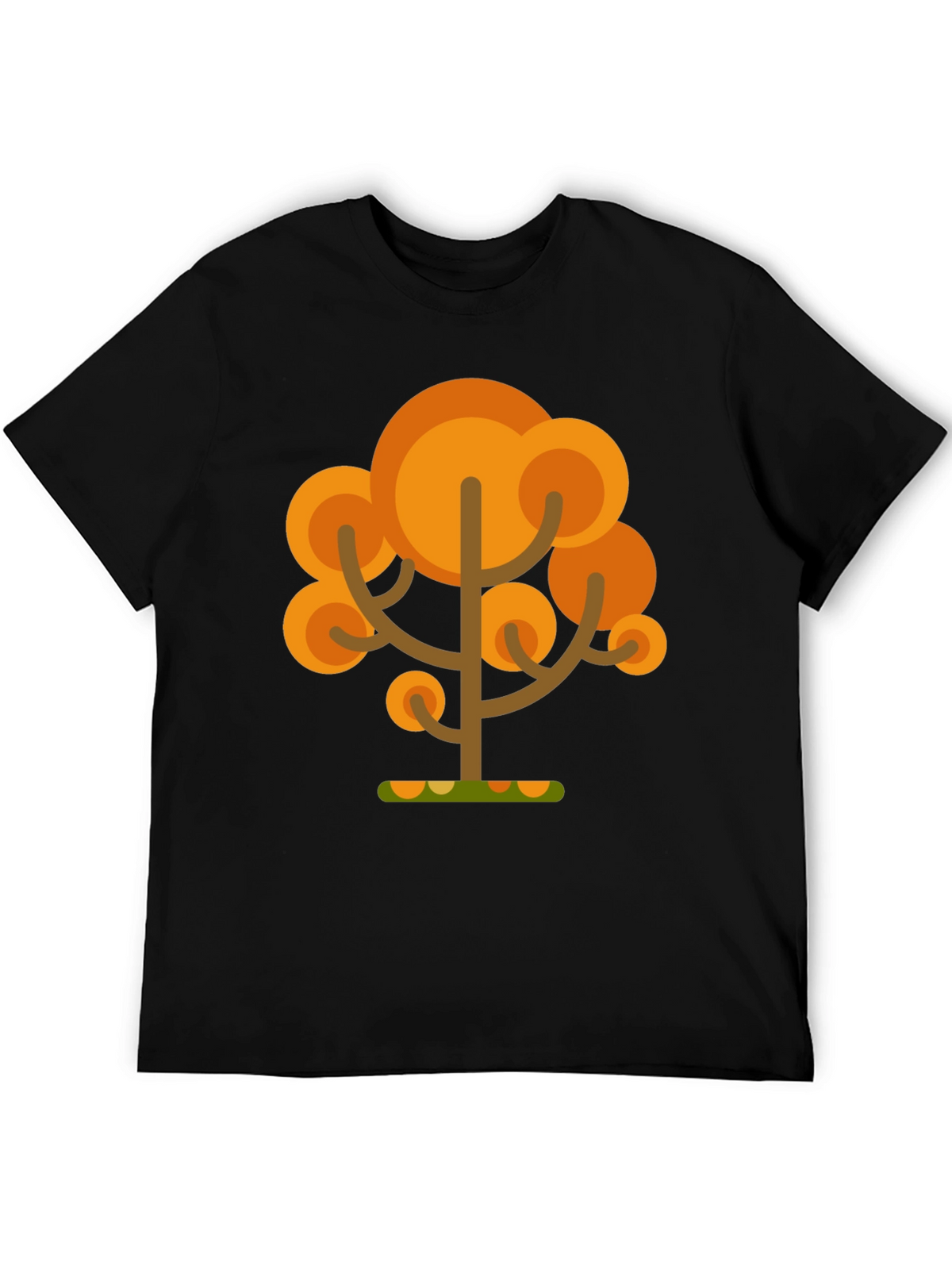 Autumn Tree Graphic Tee - Black Cotton T-Shirt