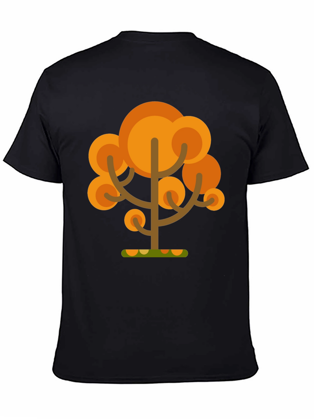 Autumn Tree Graphic Tee - Black Cotton T-Shirt