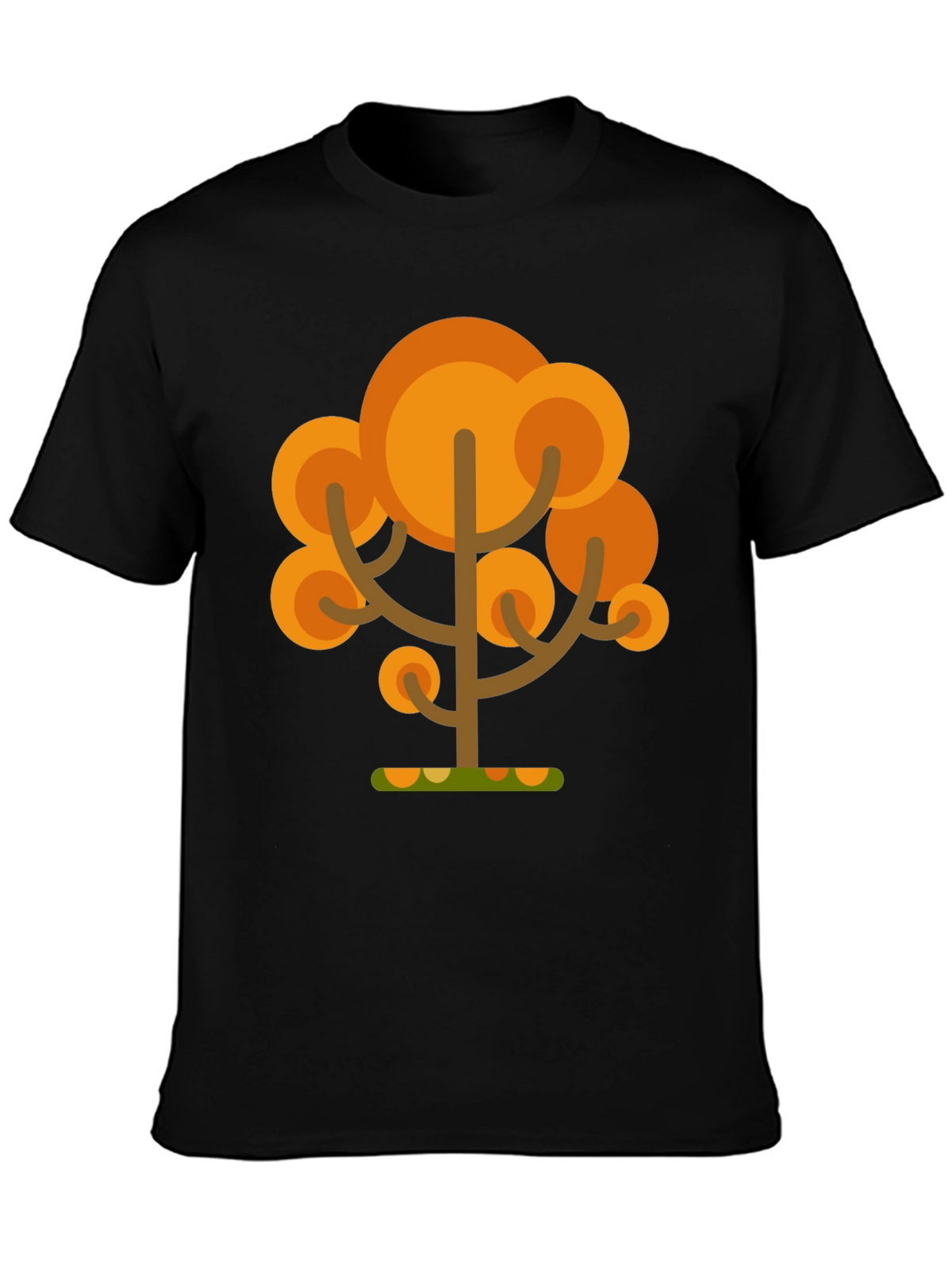 Autumn Tree Graphic Tee - Black Cotton T-Shirt