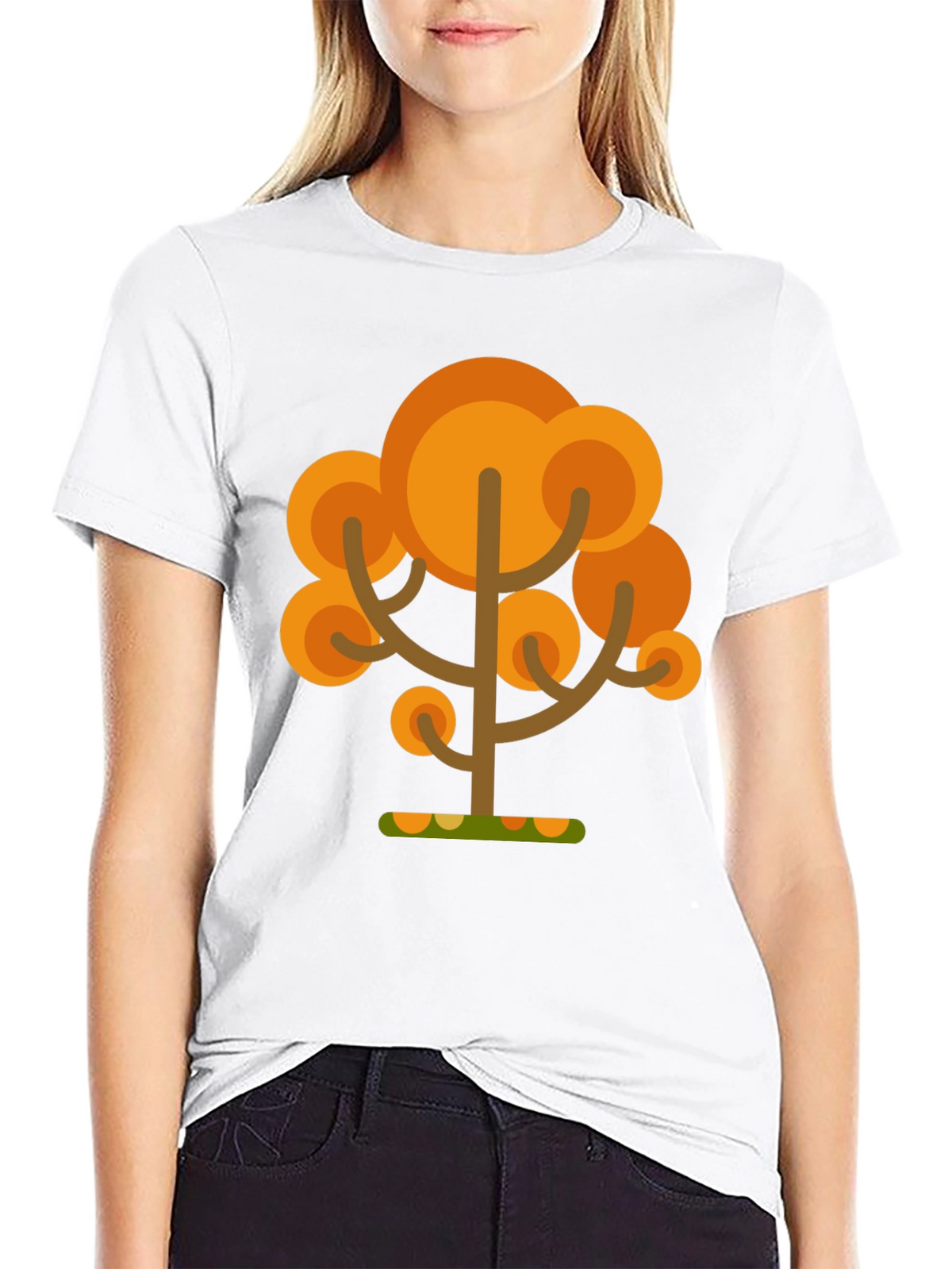 Autumn Tree Graphic Tee - Black Cotton T-Shirt