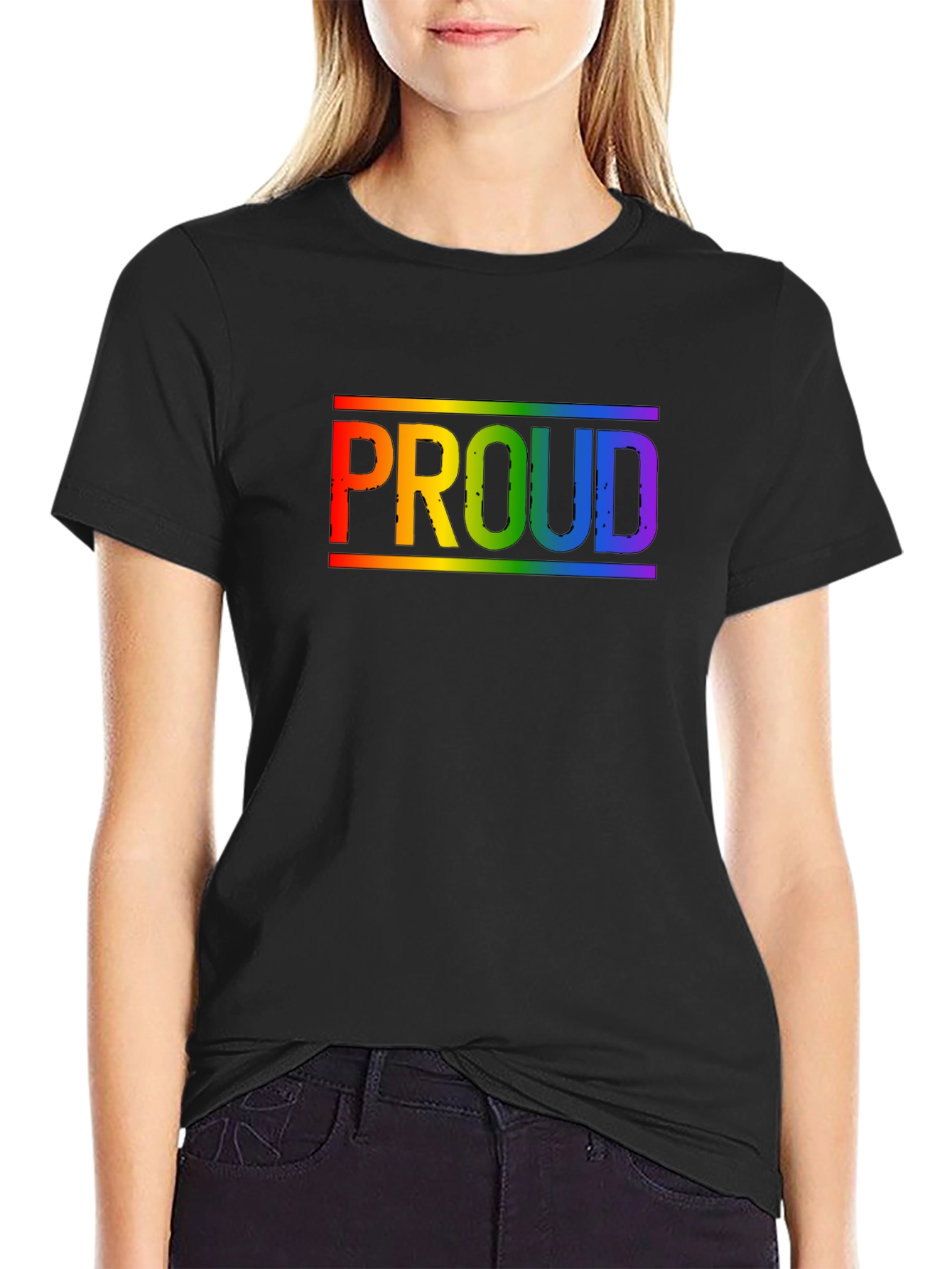 Rainbow Proud T-Shirt - Black Cotton Pride Tee