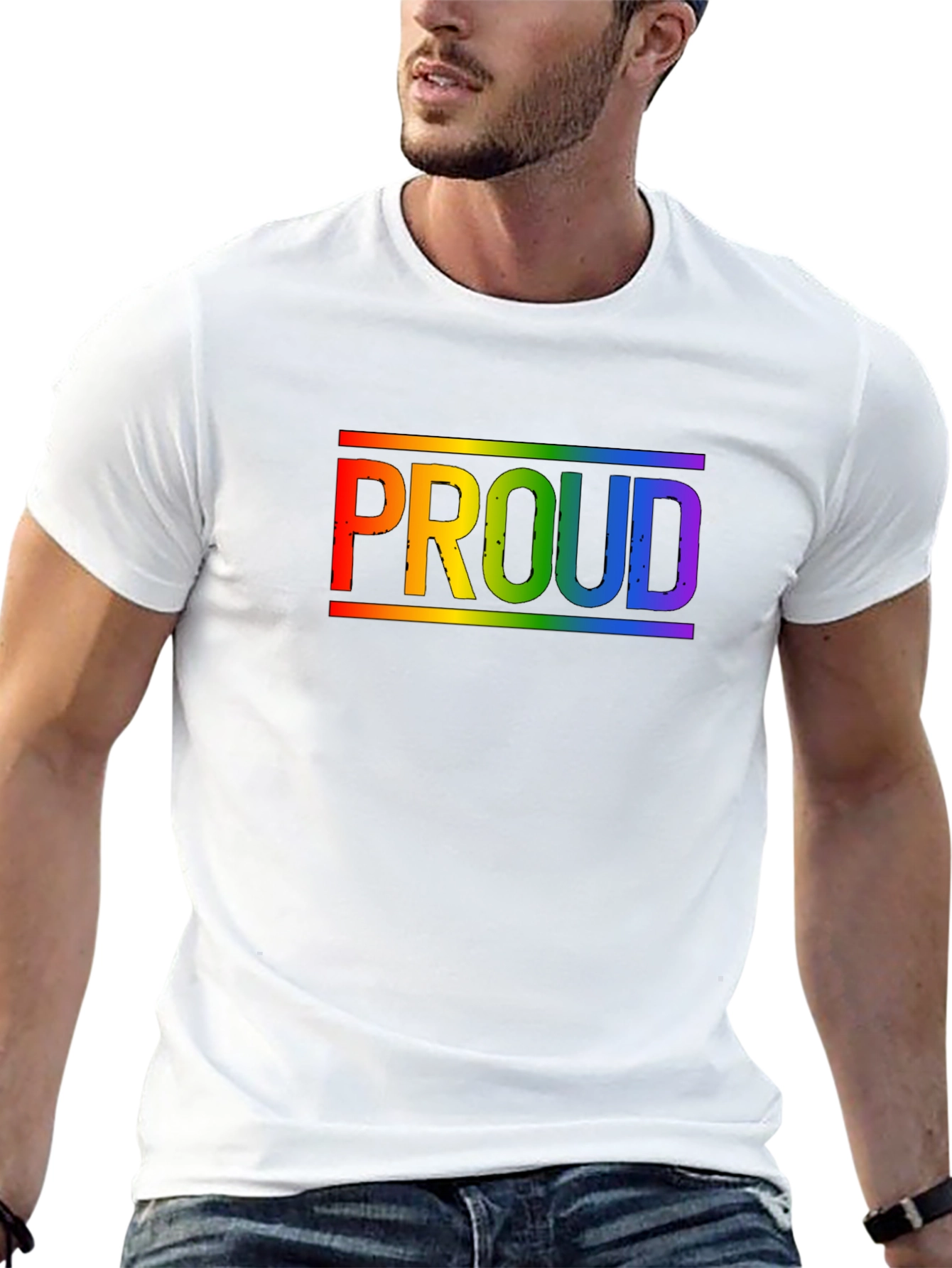 Rainbow Proud T-Shirt - Black Cotton Pride Tee