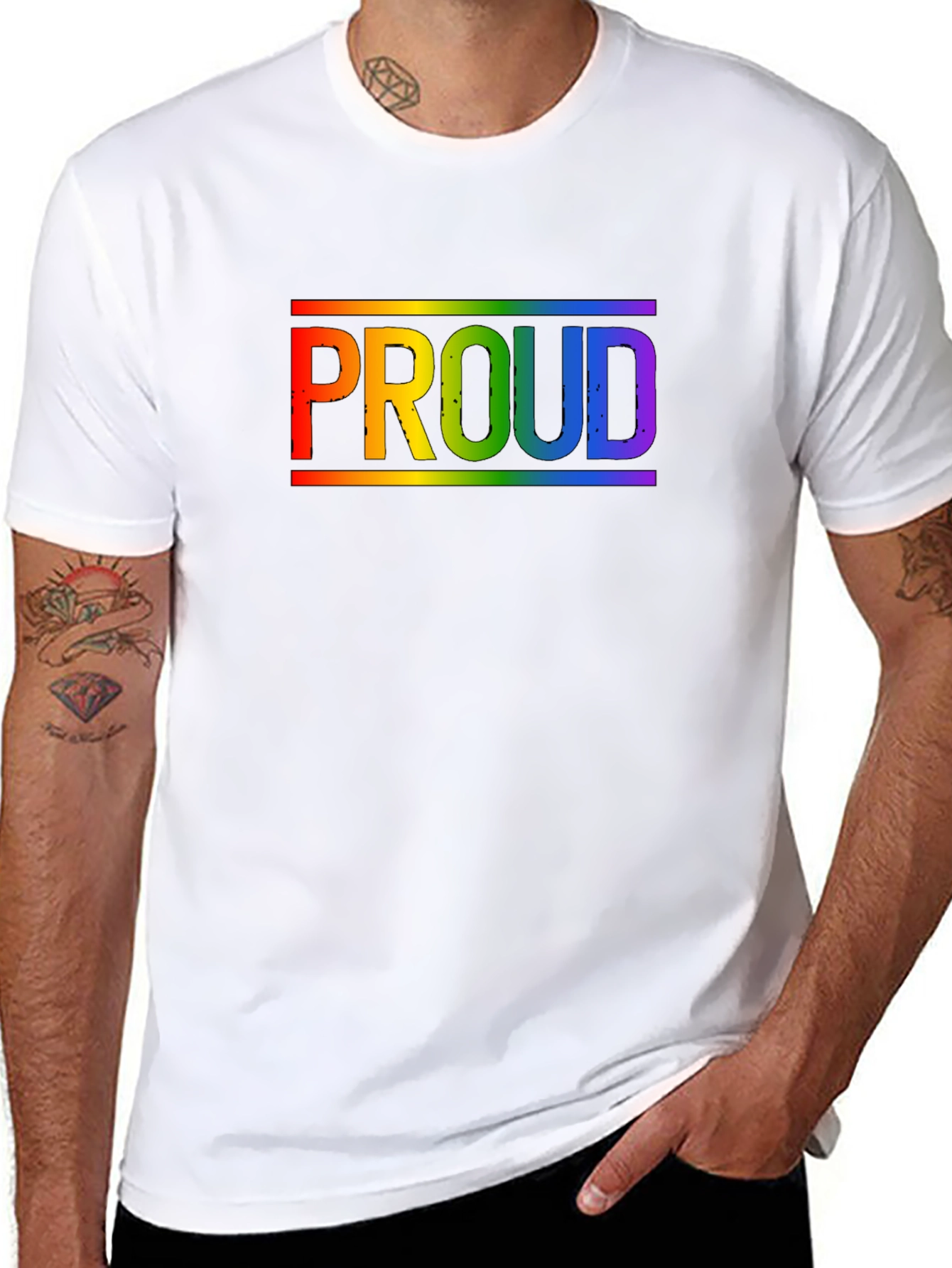 Rainbow Proud T-Shirt - Black Cotton Pride Tee