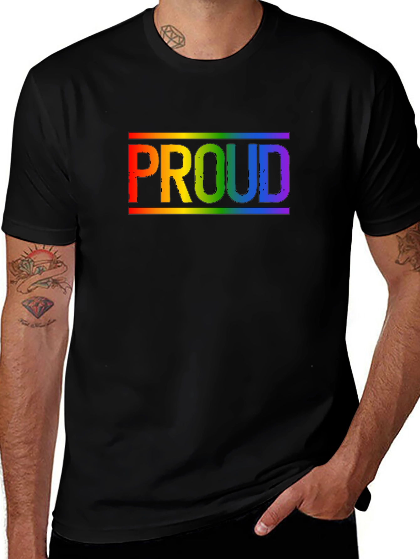 Rainbow Proud T-Shirt - Black Cotton Pride Tee