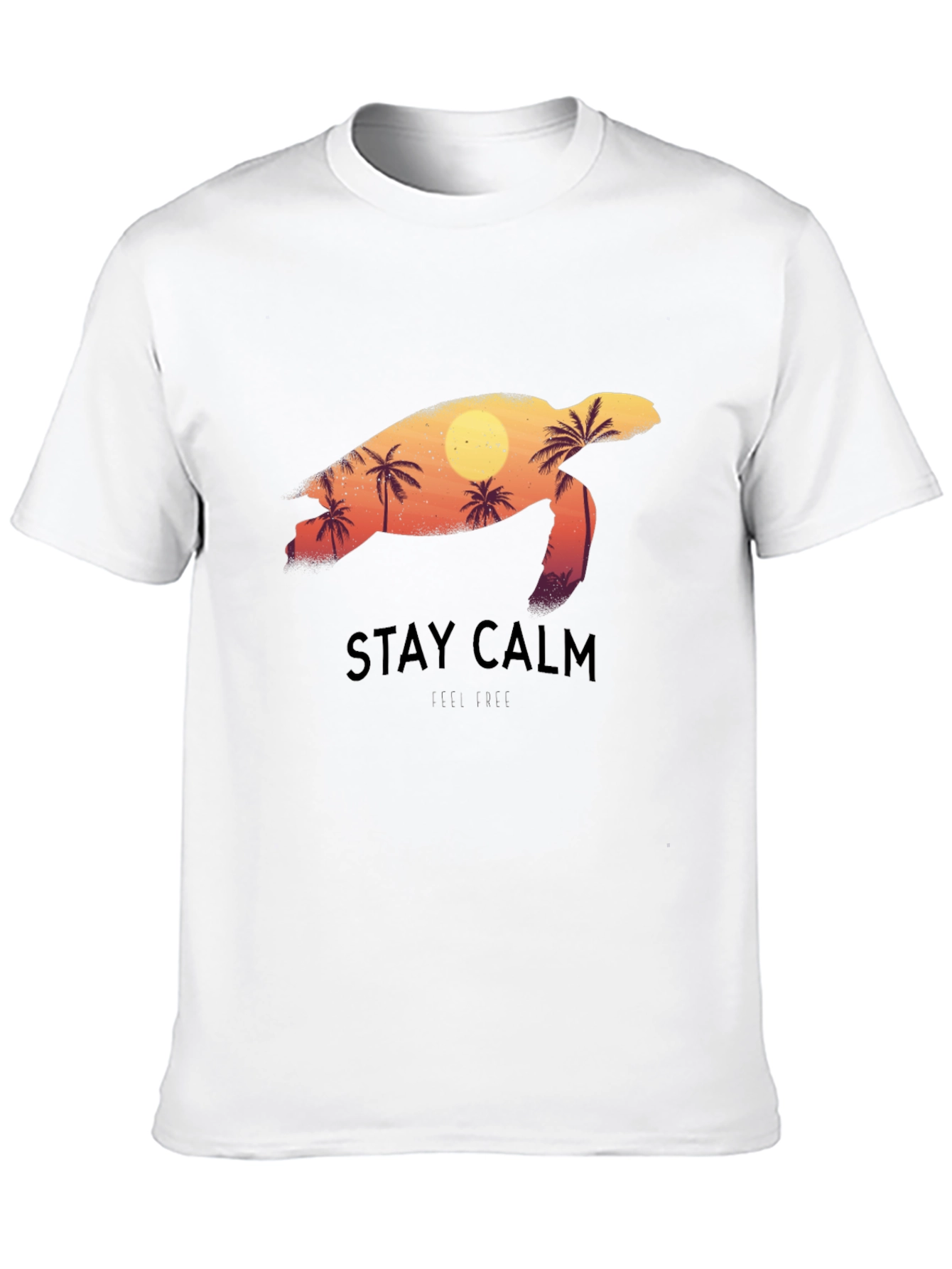 Stay Calm Sea Turtle Graphic Tee - Black