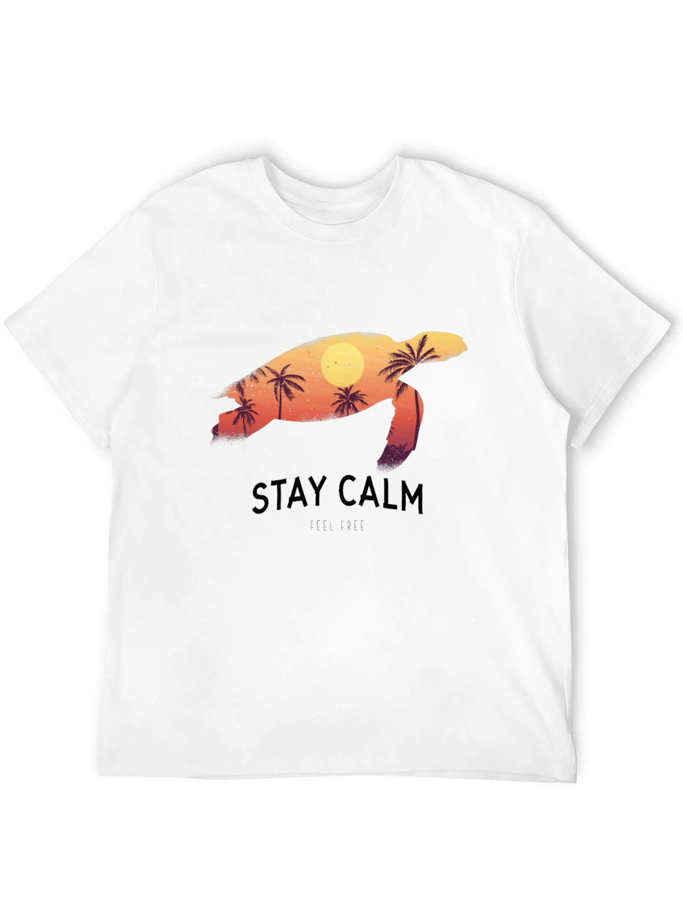 Stay Calm Sea Turtle Graphic Tee - Black