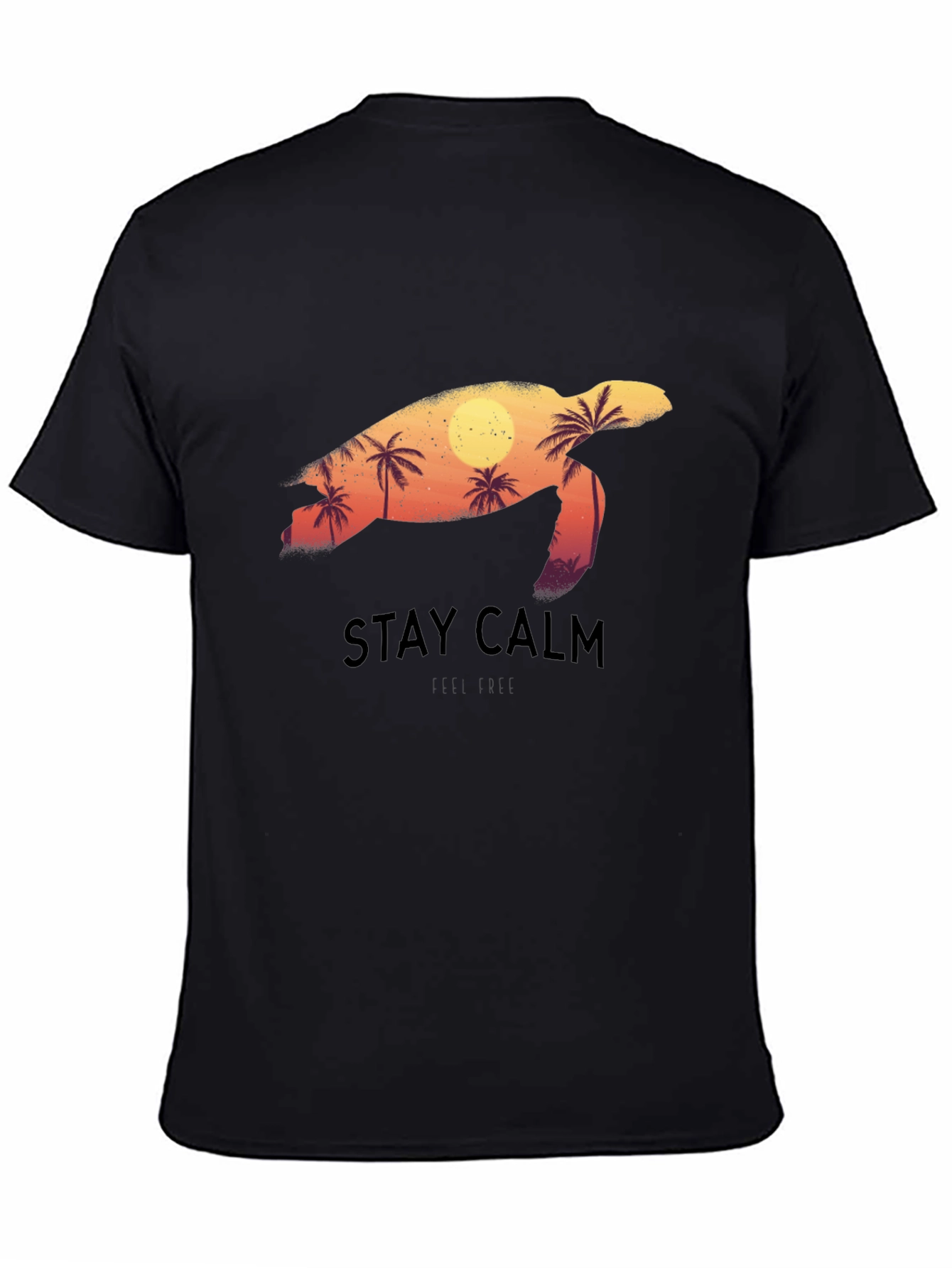 Stay Calm Sea Turtle Graphic Tee - Black