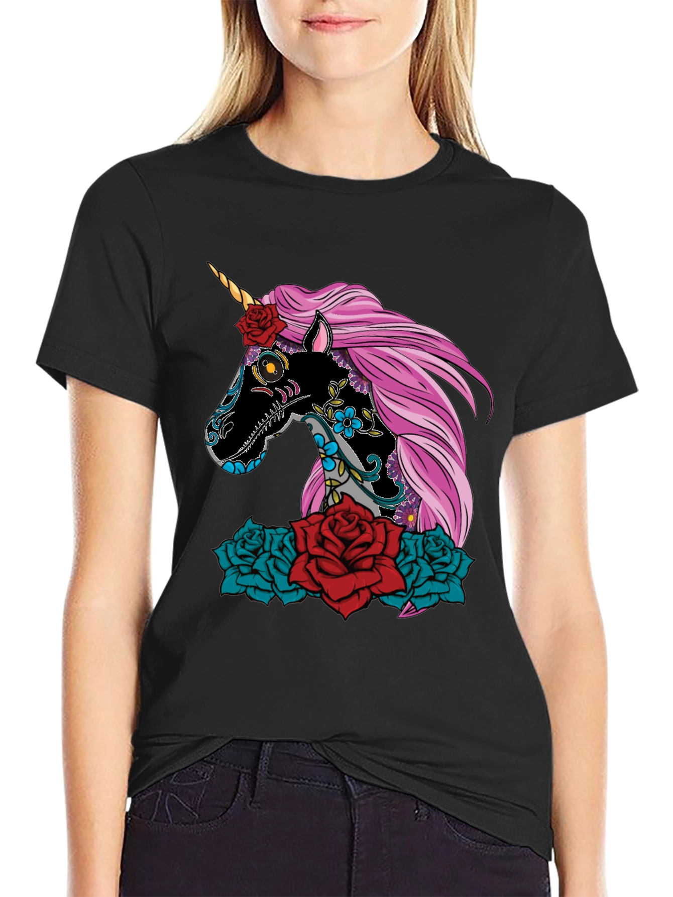 Sugar Skull Unicorn Rose T-Shirt