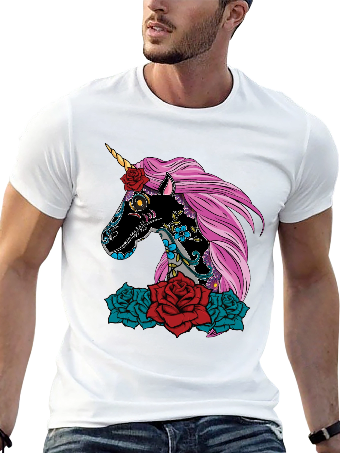 Sugar Skull Unicorn Rose T-Shirt
