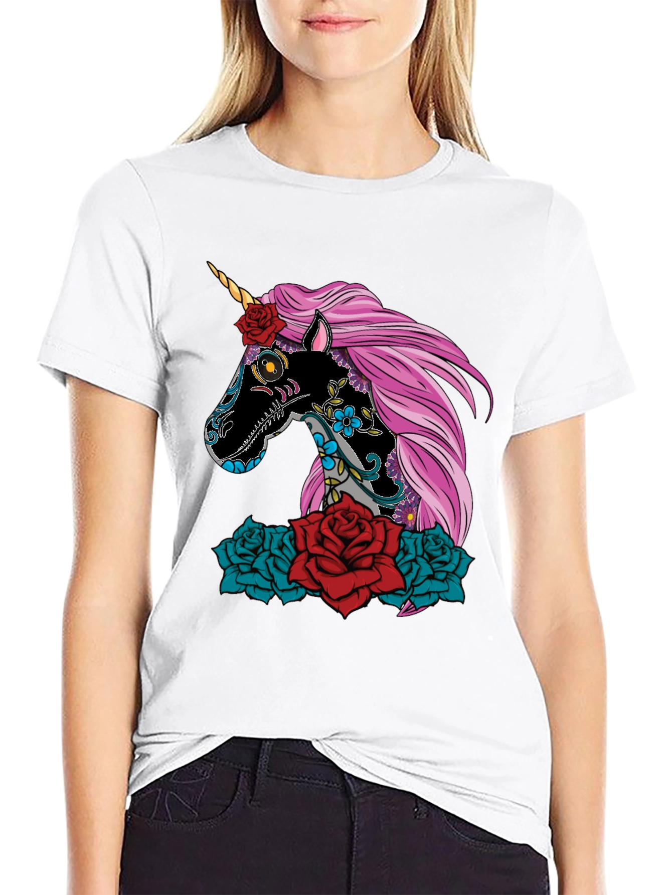 Sugar Skull Unicorn Rose T-Shirt