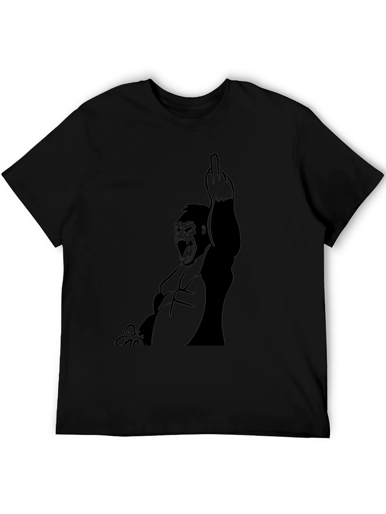 Black Gorilla Middle Finger Graphic T-Shirt