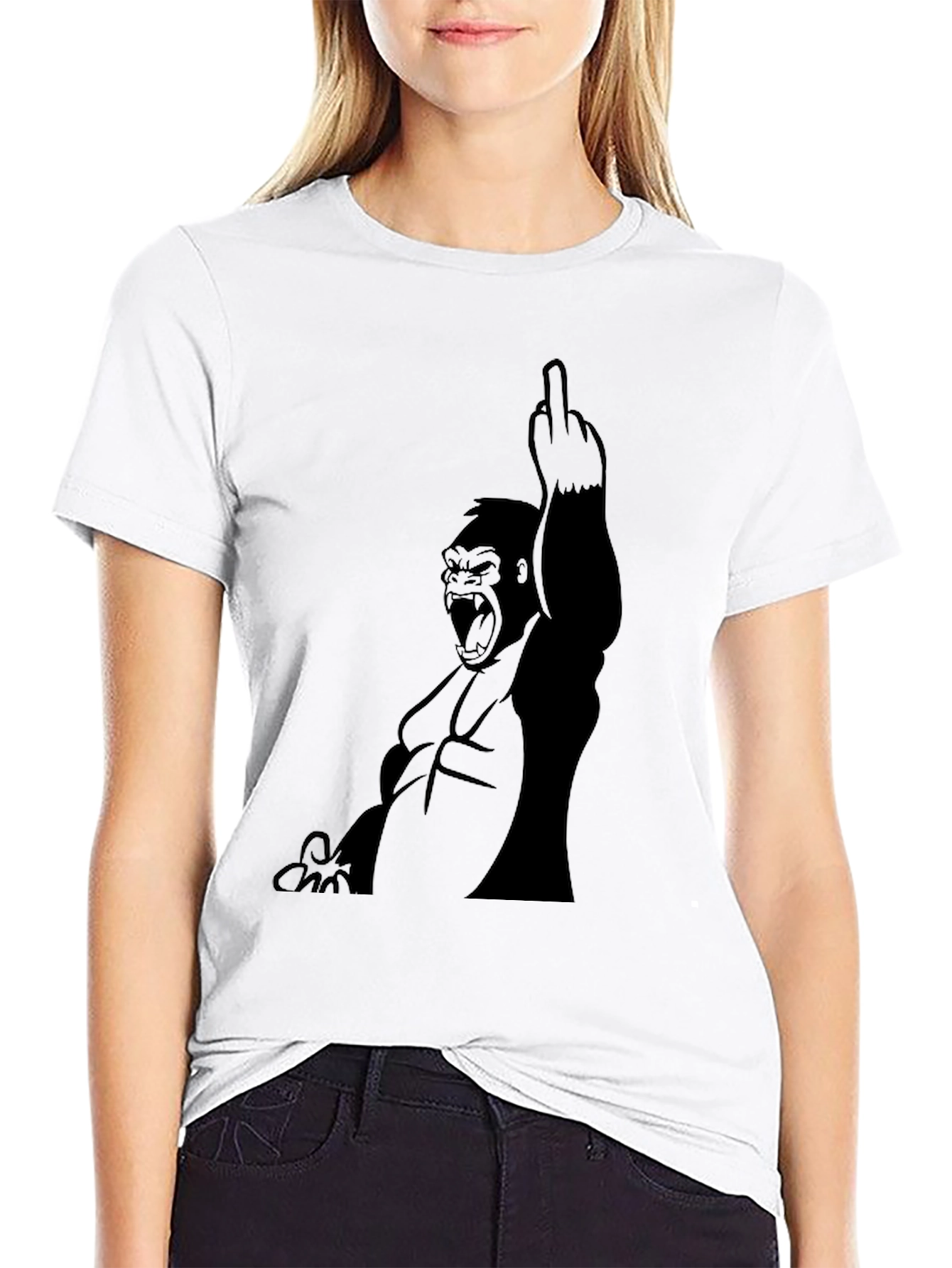 Black Gorilla Middle Finger Graphic T-Shirt