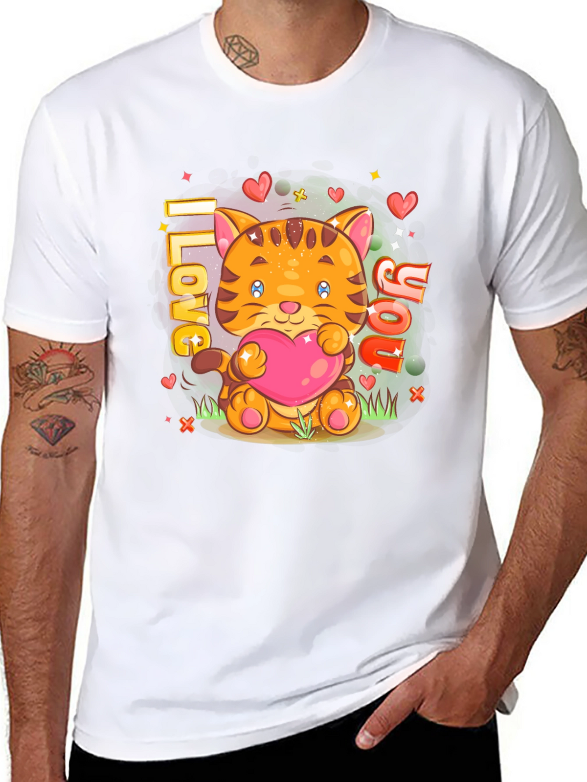I Love You Cat Graphic T-Shirt