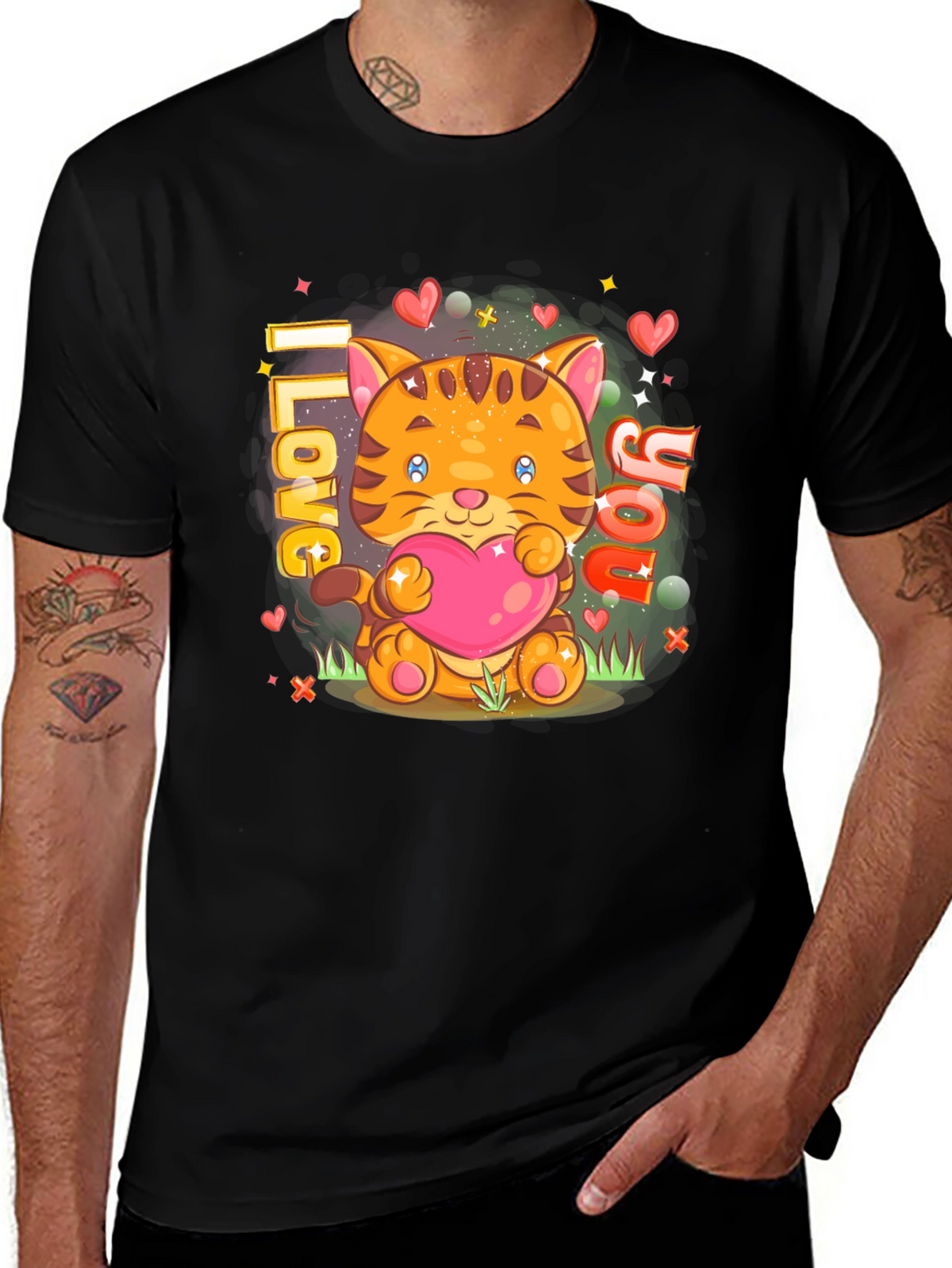 I Love You Cat Graphic T-Shirt