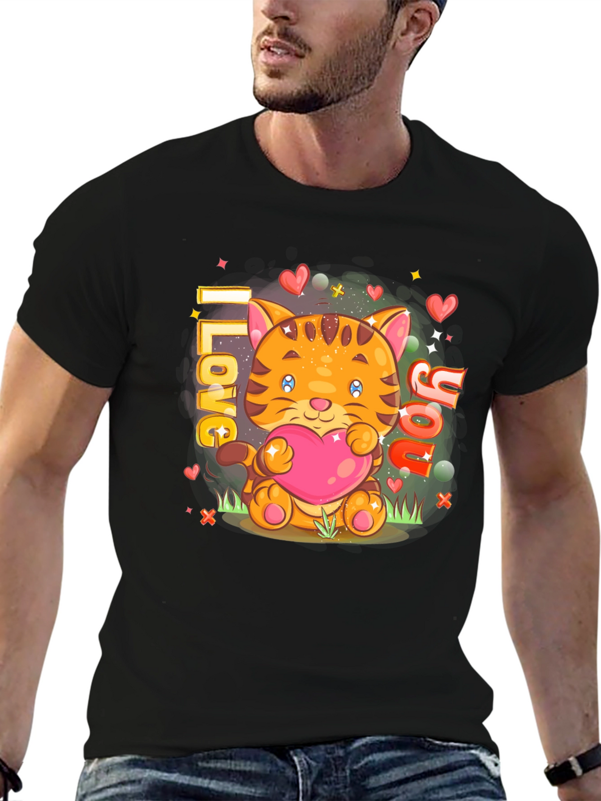 I Love You Cat Graphic T-Shirt