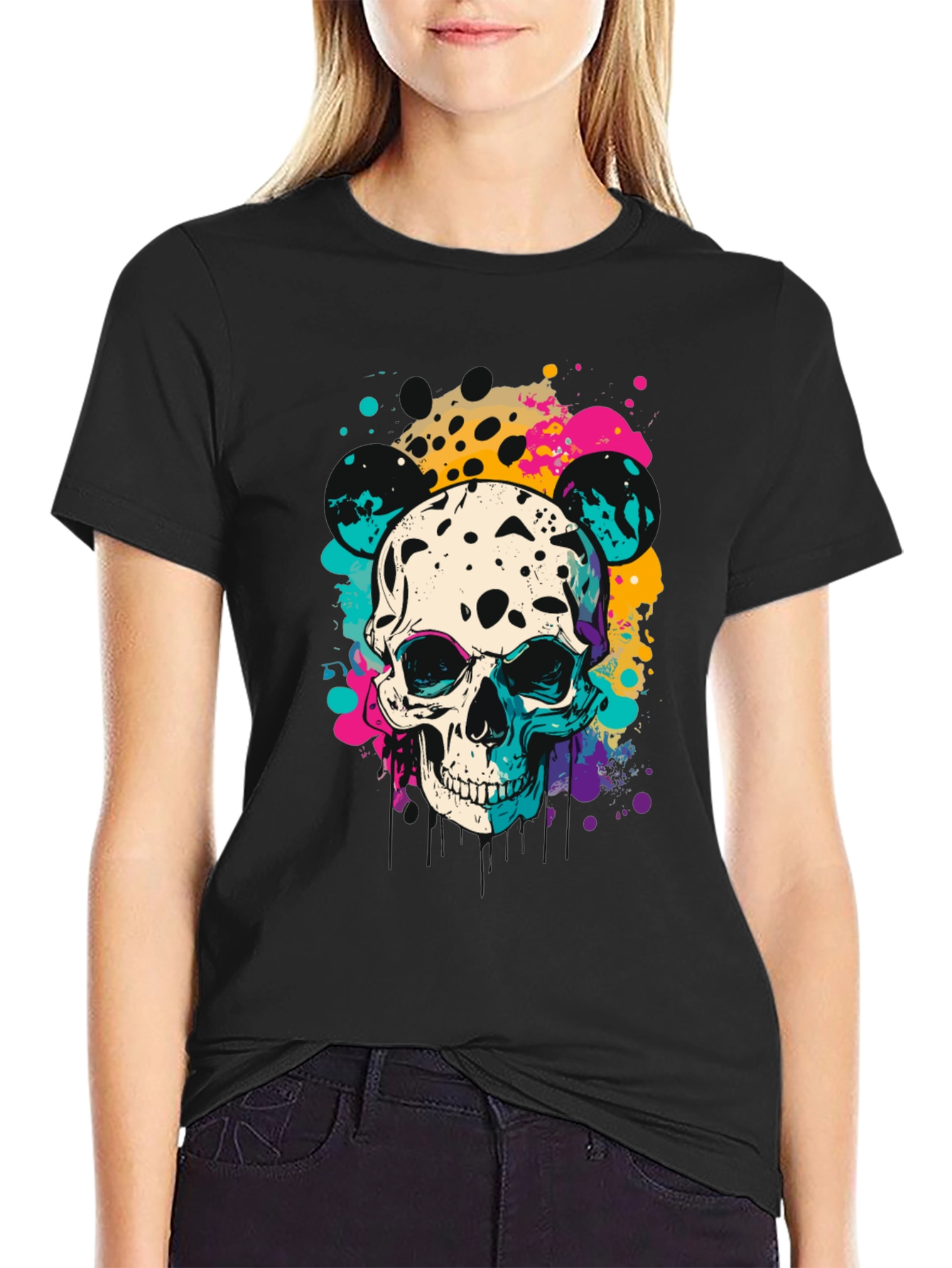 Skull Splatter Black T-Shirt