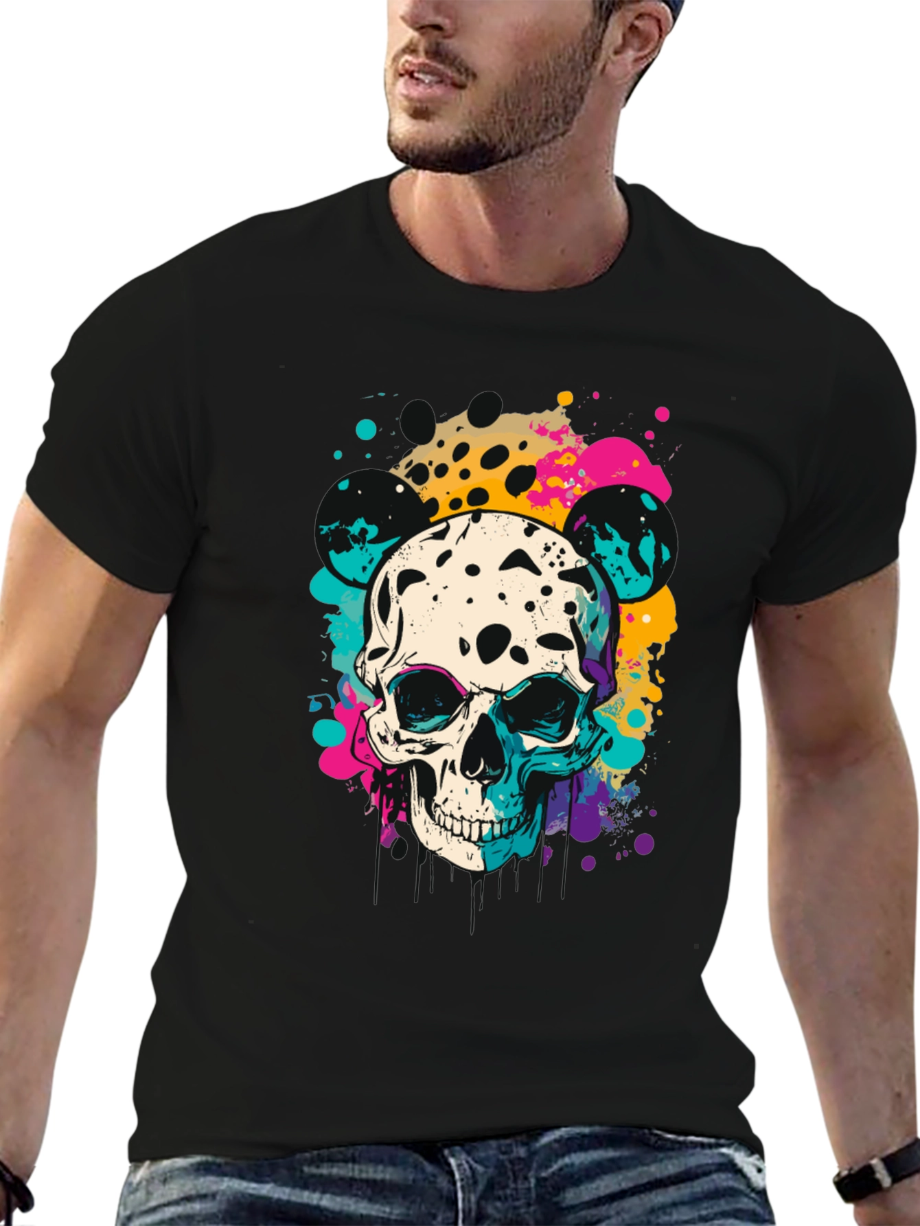 Skull Splatter Black T-Shirt