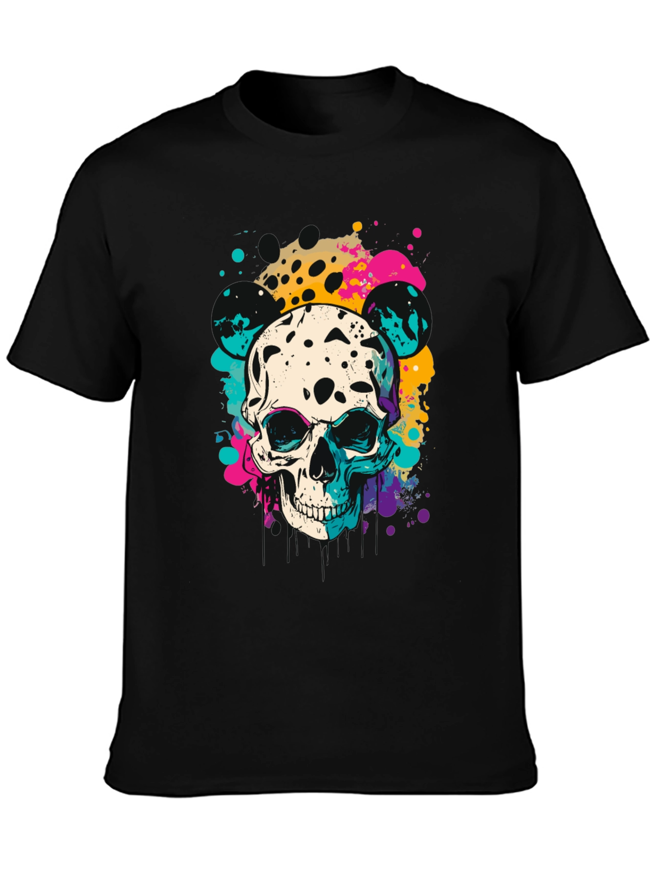 Skull Splatter Black T-Shirt