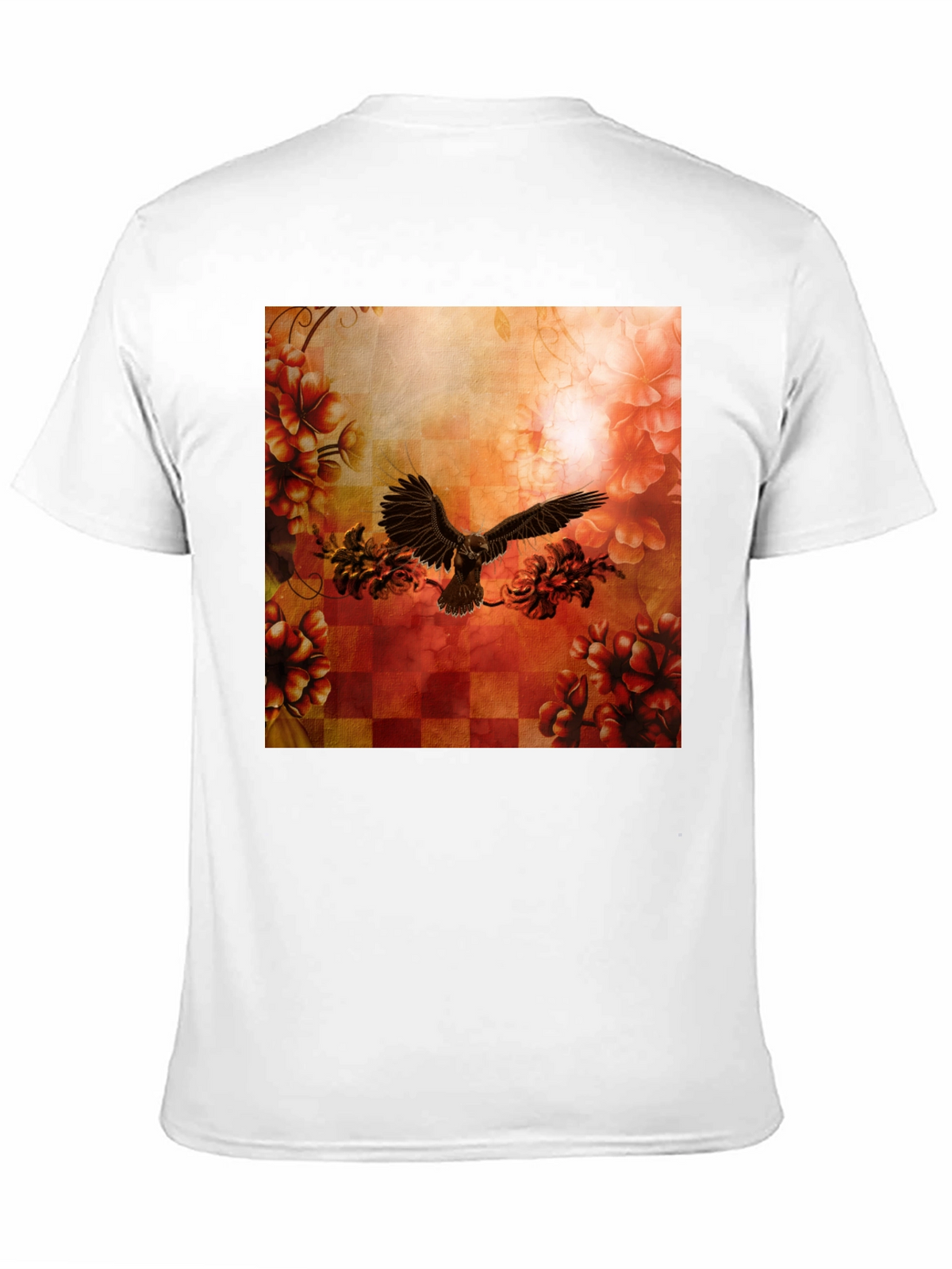 Floral Eagle Graphic Tee - Black Cotton Blend
