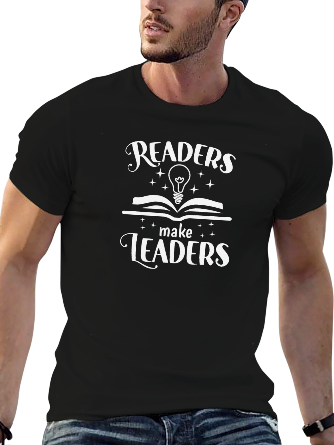 Readers Make Leaders Black Graphic T-Shirt