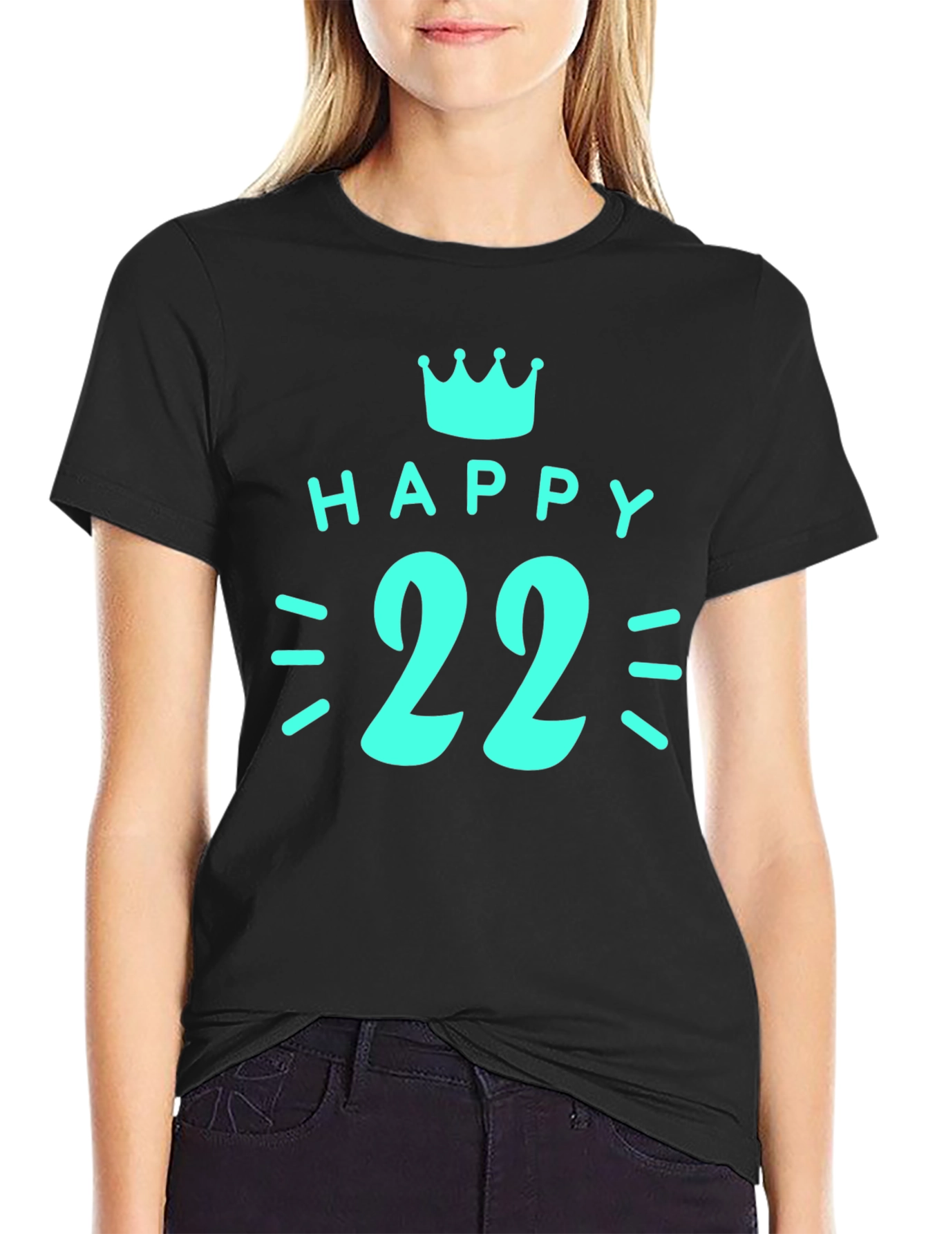 Happy 22nd Birthday Graphic T-Shirt - Black