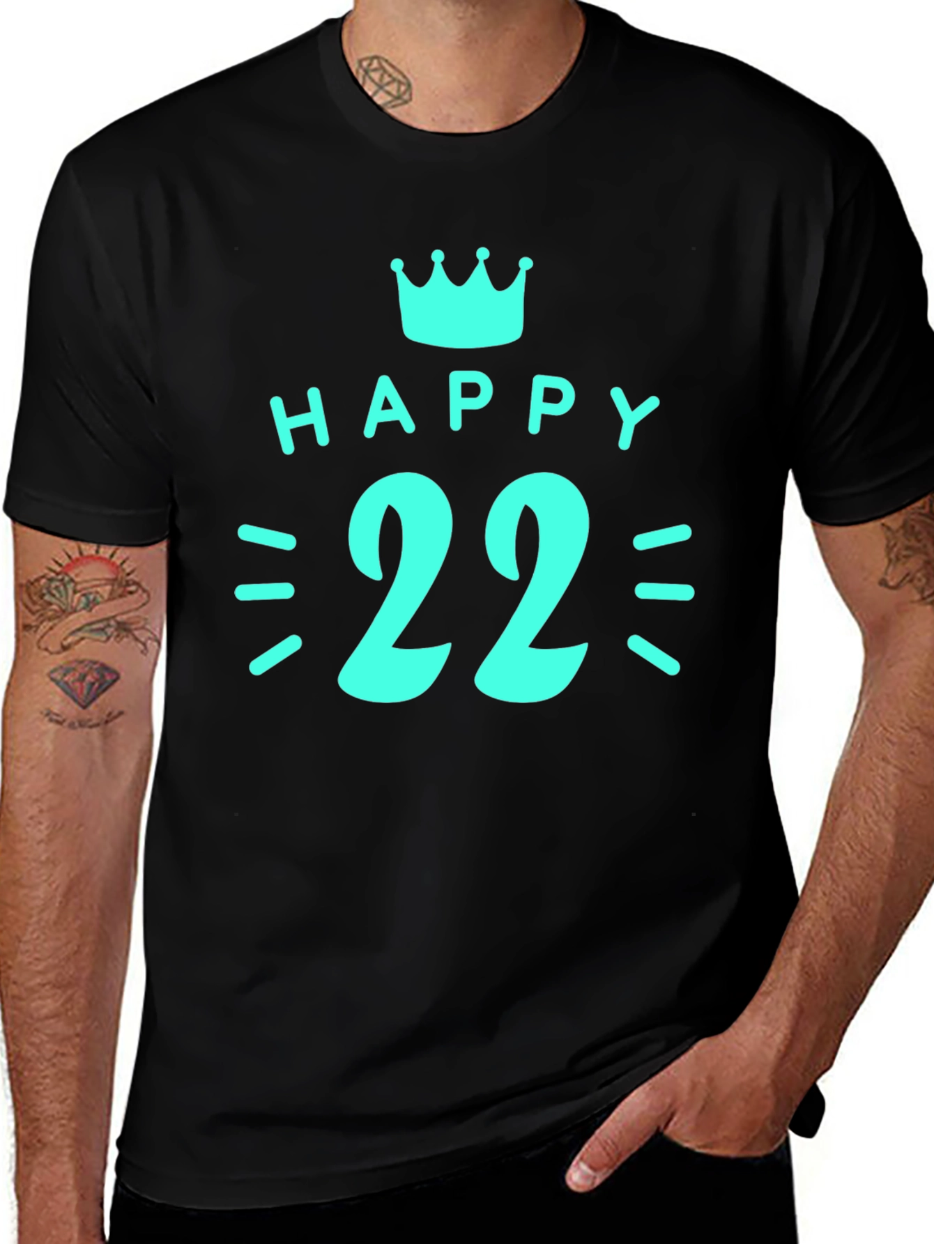Happy 22nd Birthday Graphic T-Shirt - Black