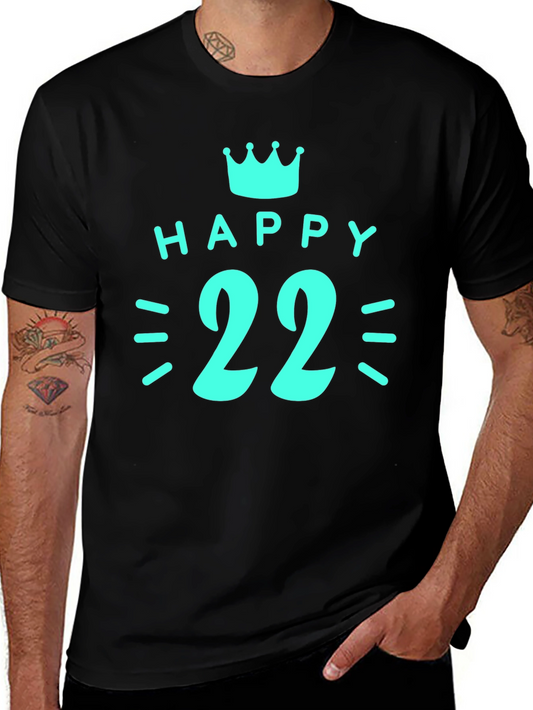 Happy 22nd Birthday Graphic T-Shirt - Black